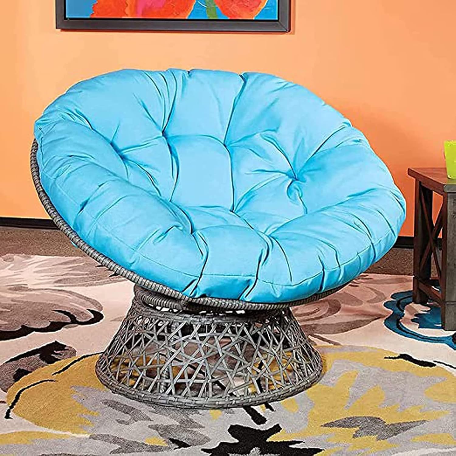 HUHJYUGE Round Hanging Egg Chair Cushion 55x55in, Hammock Chair Pads, Swing Seat Cushion, Outdoor Hanging Basket Seat Pads Waterproof, Sun-Resistant, Breathable, for Garden Terrace