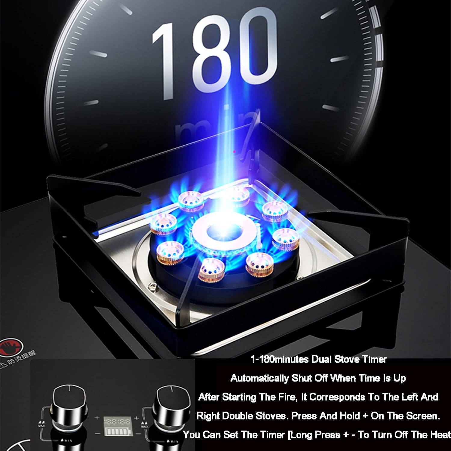 Single Burner Gas Stove,Left 9.0kw Right 5.2kw,Desktop Embedded Dual-Purpose Gas Stove,for Restaurant(LPG)