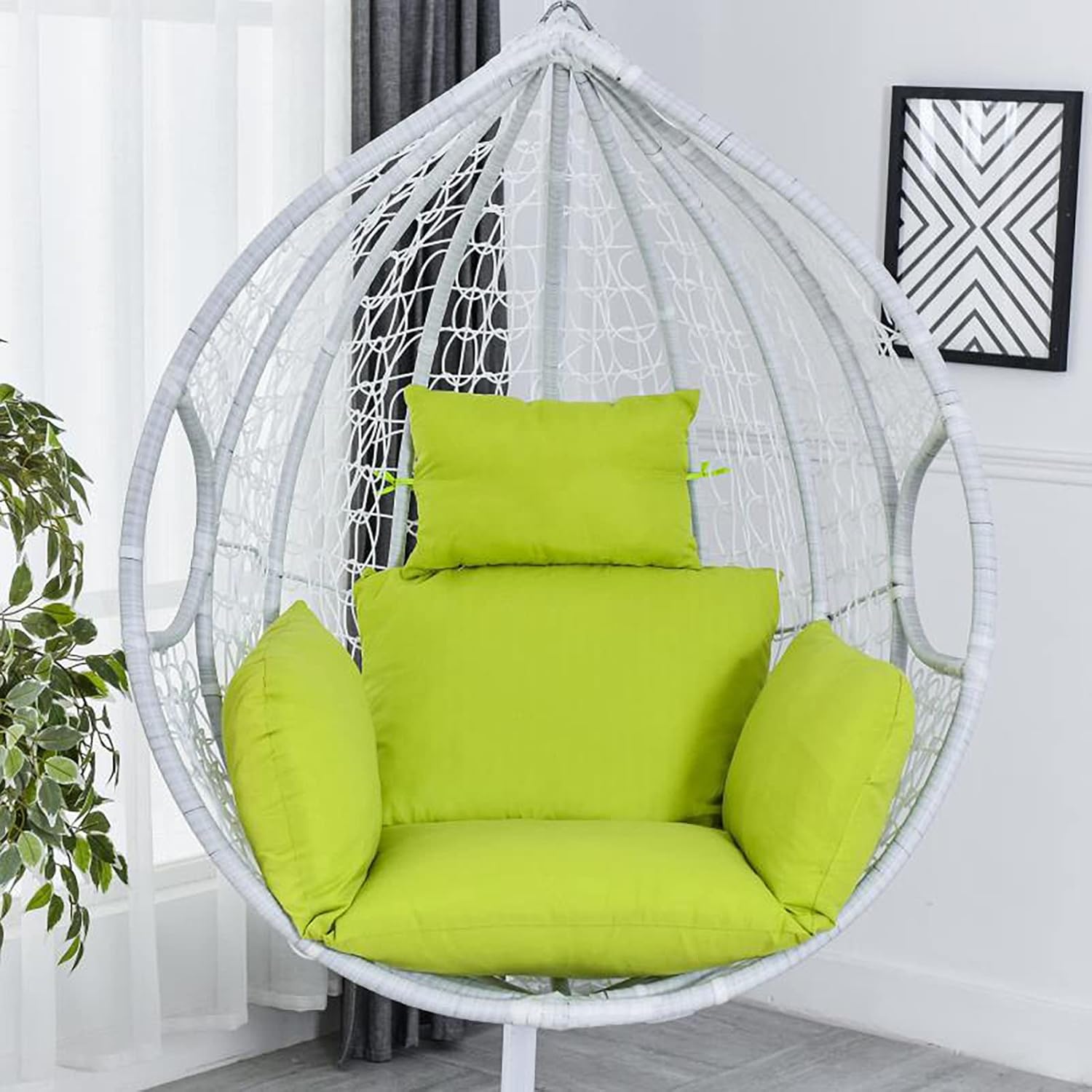 HUHJYUGE Egg Chair Cushion Only, Outdoor Hanging Swing Chair Seat Cushion Replacement, Thicken Waterproof Washable Hammock Chair Cushion with Headrest and Armrests, for Garden
