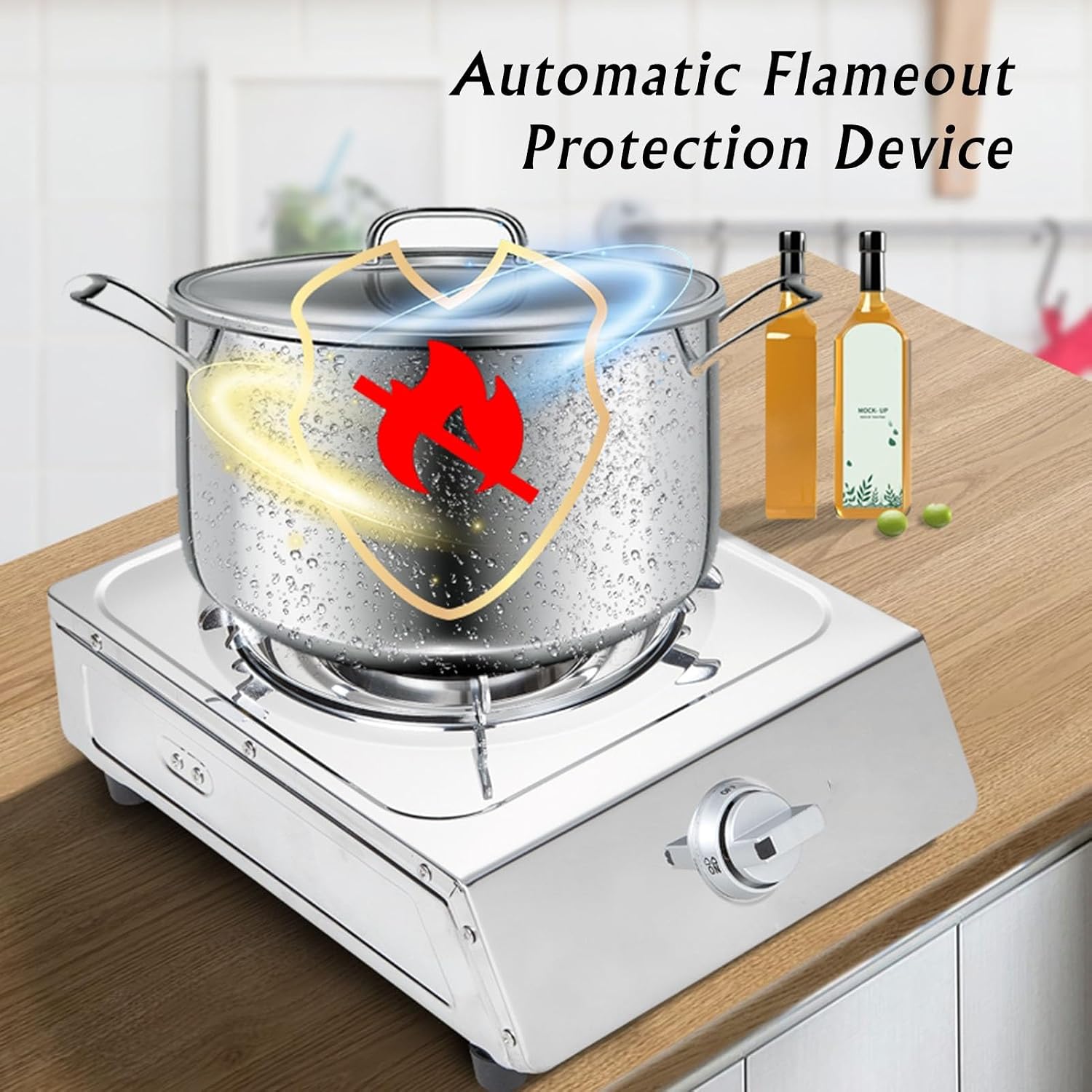 Gas Cooktop,Tabletop Stainless Steel Single Burner Thermocouple Protected Easy to Clean,Suitable for Indoor Use(LPG)(NG) (Size : LPG)