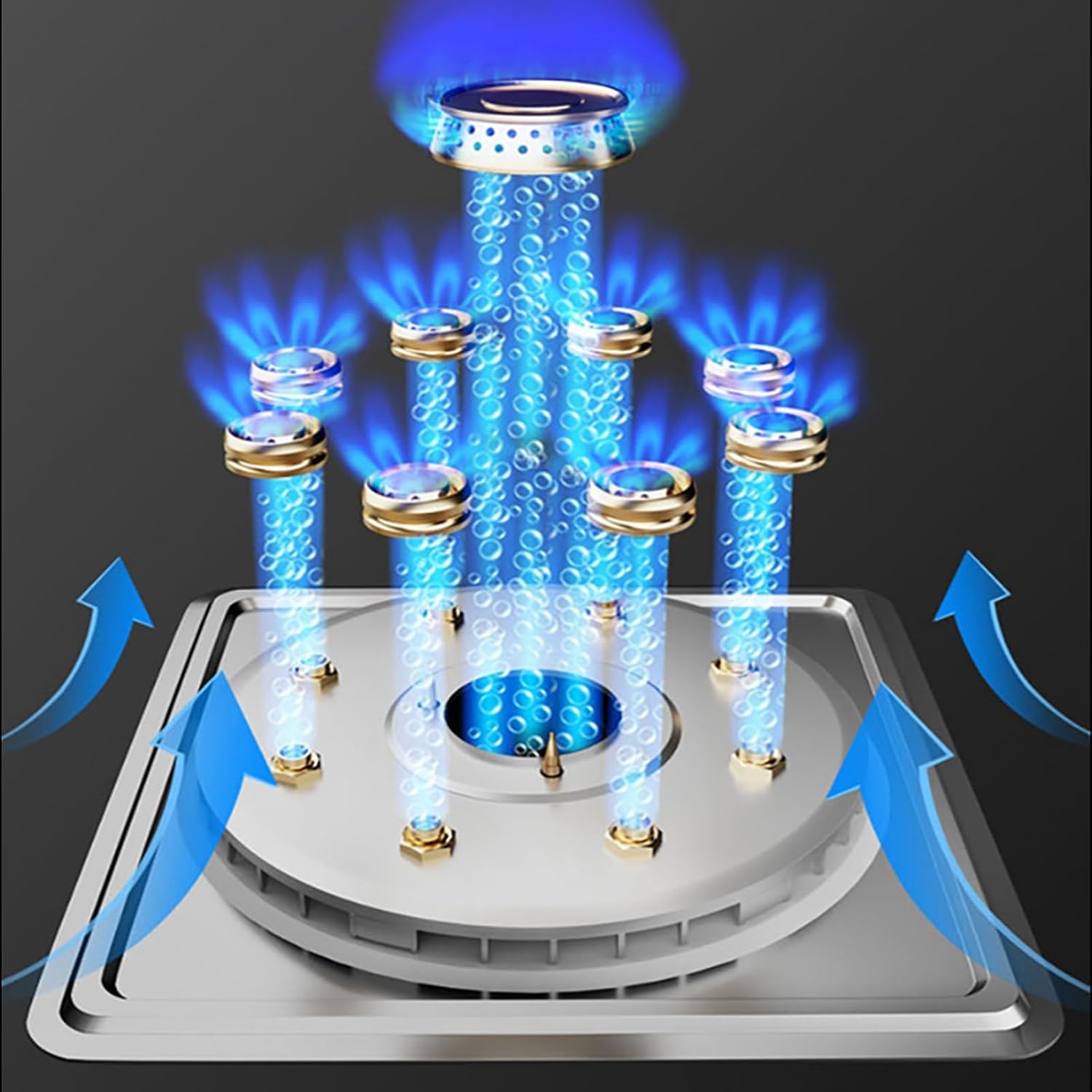 1 Burner Propane Stove,Stainless Steel Cooktop,9-Cavity Fire Ring with Timer,for Camping Boiling and Frying,NG/LPG Conversion Kit(LPG)