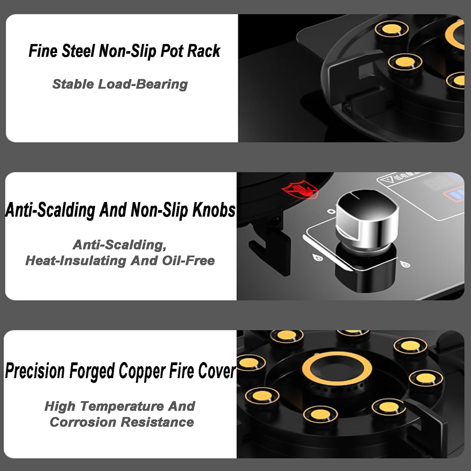 Gas Stove 1 Burner,5.2KW Natural Gas/Liquefied Gas Conversion Stove,Tempered Glass All-Copper Pot Rack,Flip-Top Burner Design,with Safety Flameout Device(LPG)