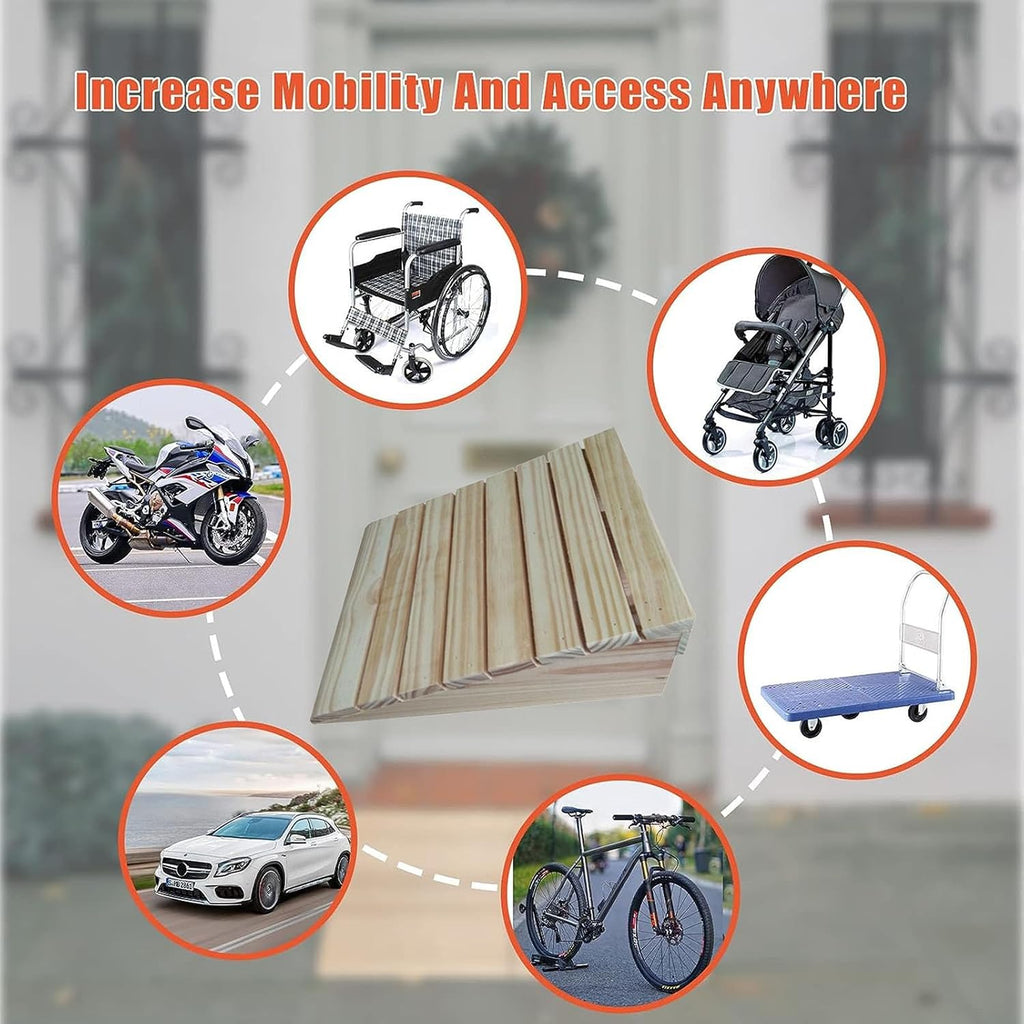 Wooden Threshold Ramp 2-6inch Door Ramp Home Non-Slip Entry Ramp or Doorways Curbs Step Transition Ramps for Wheelchair Walkers Car Motorcycle (Size : 30.8x30x11cm)