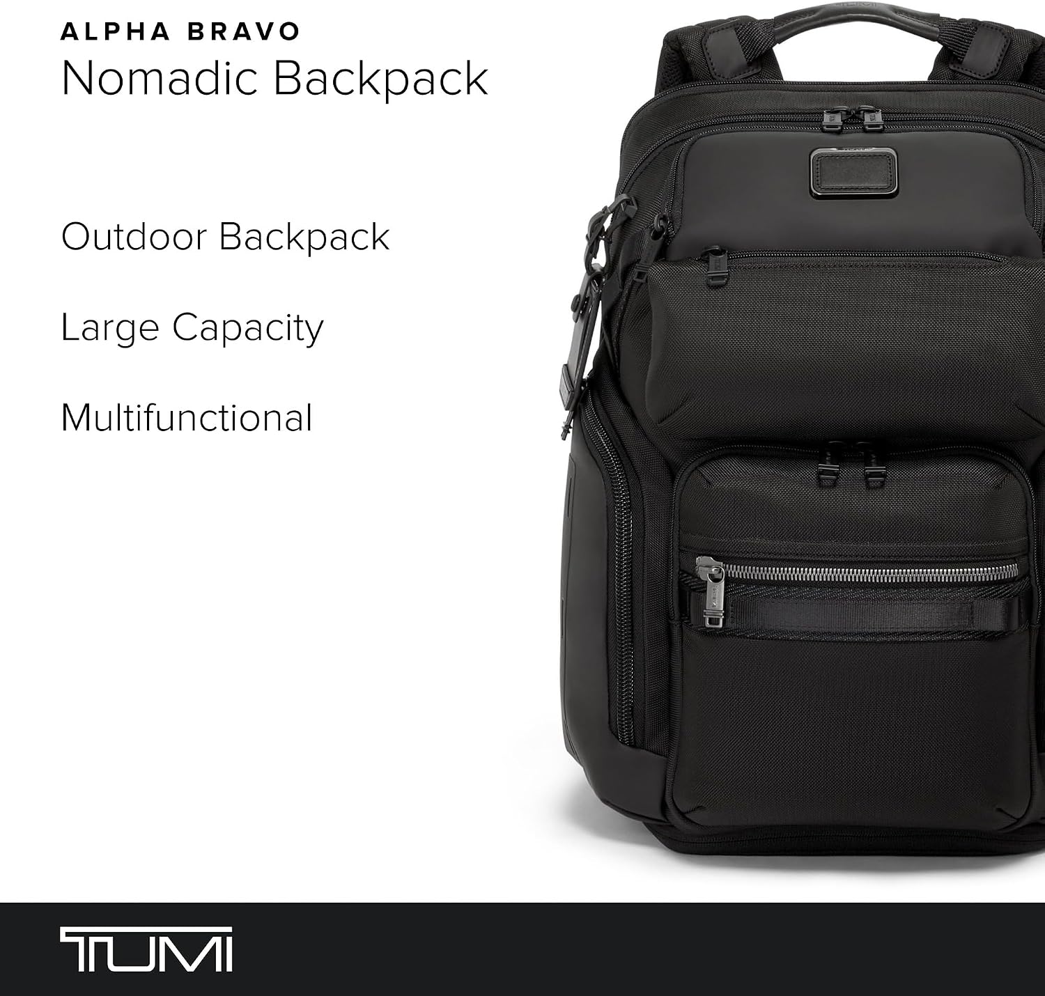 TUMI - Alpha Bravo Nomadic Backpack - Men's Durable Carry On Bag - 18.8' X 15.0' X 9.0' - Fits up to 15' Laptop - Black