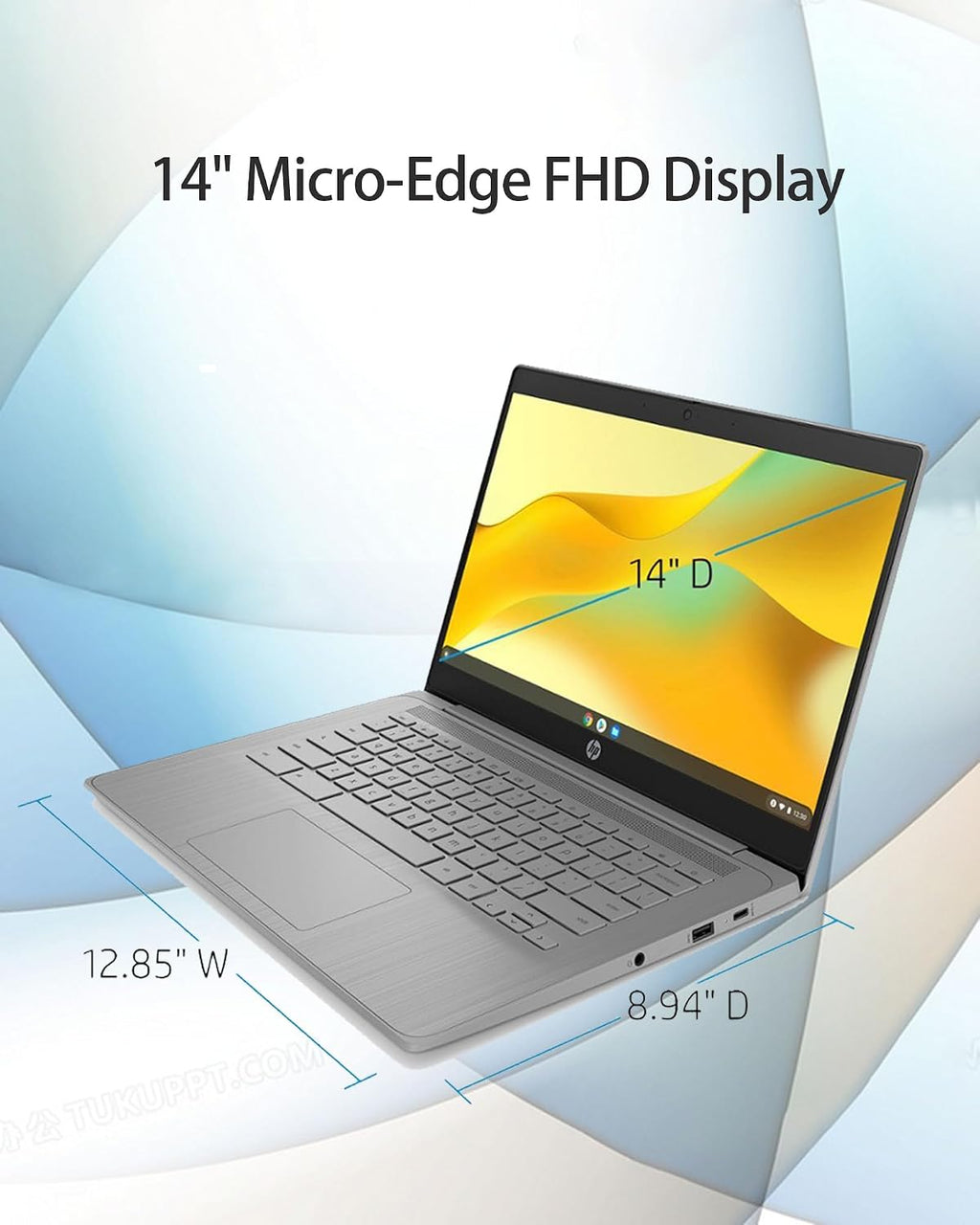 HP Chromebook 14' HD Laptop PC for College Students and Business, Chrome OS, Intel Celeron N4120 Processor, 4GB RAM, 64GB Storage, Bluetooth, Wi-Fi, Modern Gray, Alpacatec 64GB Card