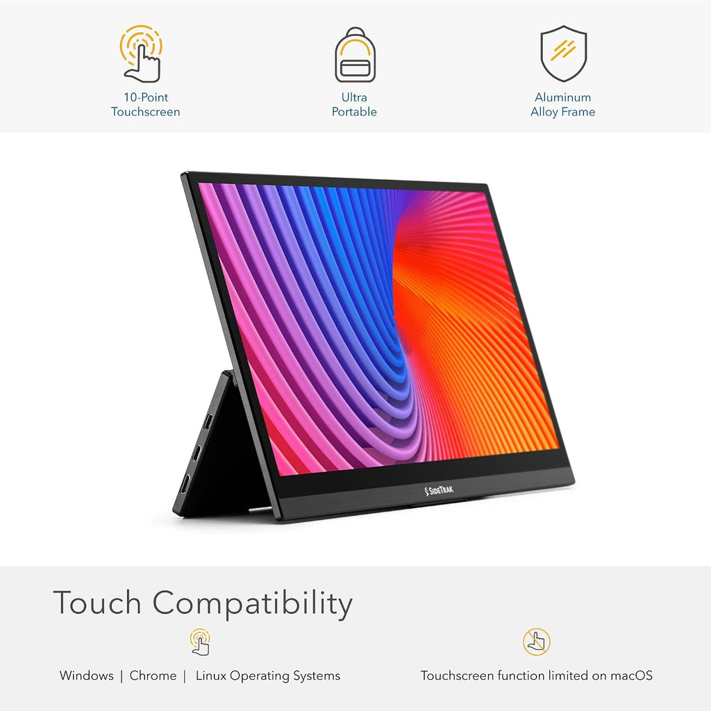 SideTrak Solo Pro 13' Touchscreen Portable Monitor for Laptop | 1080p LED Small Laptop Screen Extender with Kickstand | 10ms Response, 60Hz Refresh Rate | USB-C®, Mini-HD | 1.6 lbs - 6 Pack