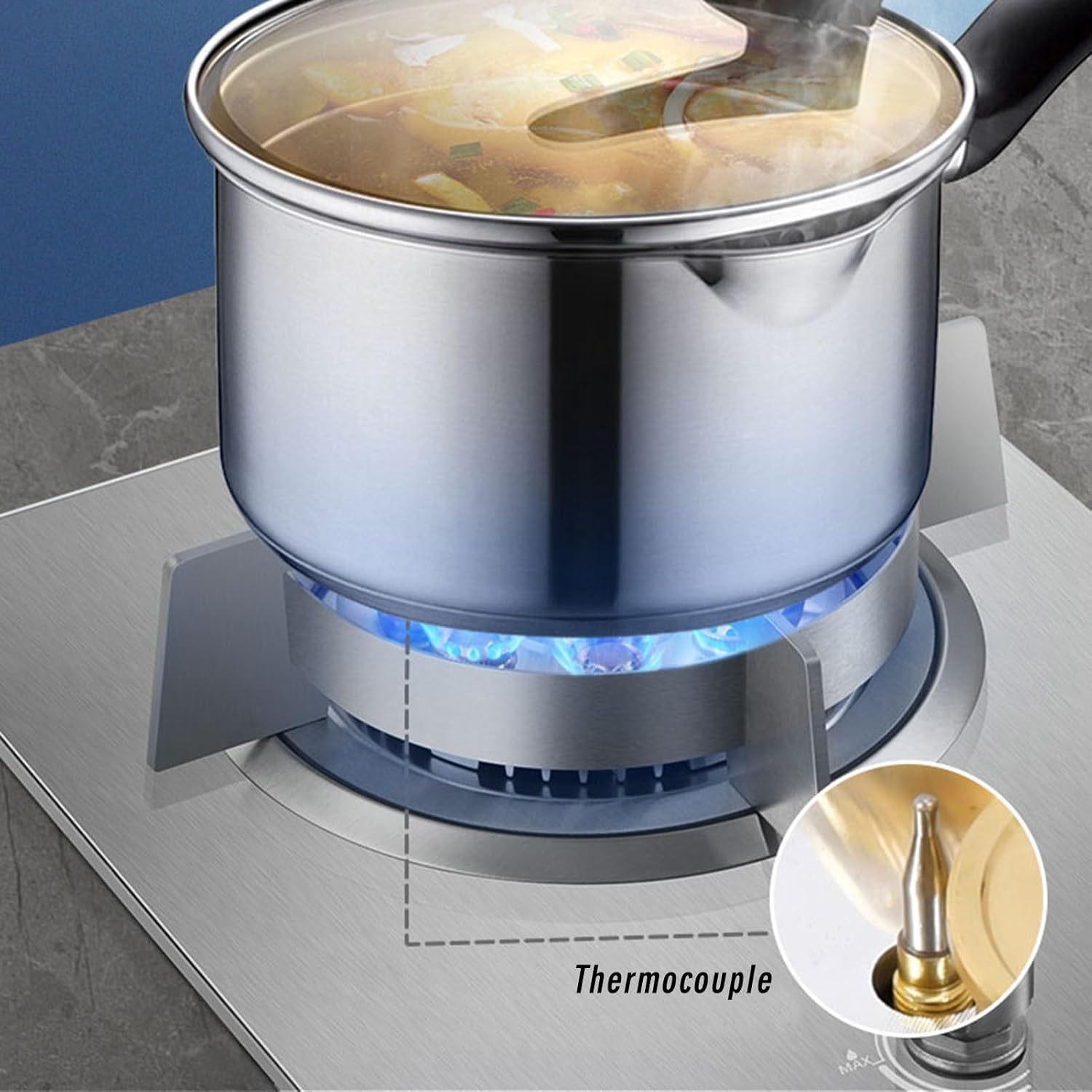 Portable Gas Stove,Single Burner Propane Stove,Max 23884BTU with Pulse Electronic Ignition Stainless Steel Suitable for Apartments Kitchens (Color : NG, Size : Style 1)