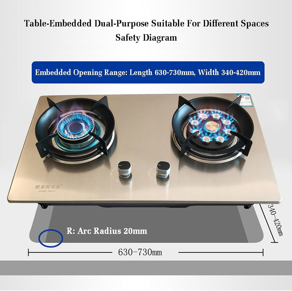 Propane Stove,2 Burners Portable Propane Stove,Stainless Steel Gas Cooktop,Maximum 17742.4BTU for Food Trucks and Family Restaurants (Color : LPG)