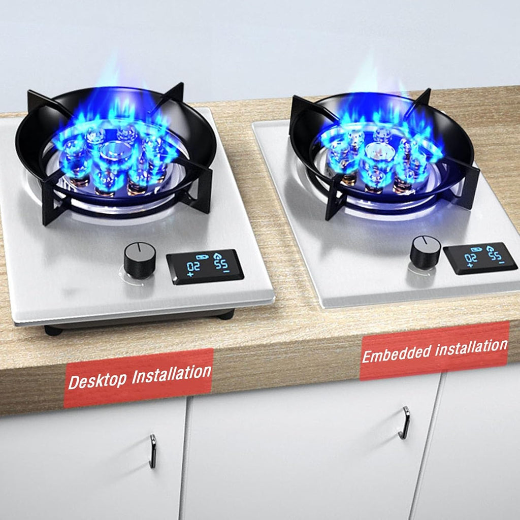 Gas Stove,Stainless Steel Cooktop,Liquefied Gas Furnace,Desktop Embedded with Flame Out Protection,Suitable for Outdoor Camping in Apartments,1 Burners