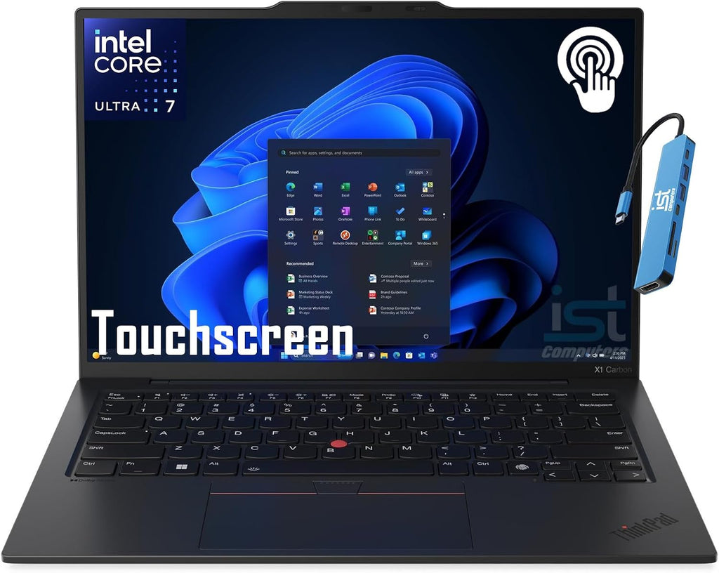 Lenovo ThinkPad X1 Carbon Gen 12 Laptop (14' FHD+ Touchscreen, Intel Core Ultra 7 165U vPro, 32GB DDR5, 1TB SSD), Backlit, Fingerprint Reader, IR Webcam, 2X Thunderbolt 4, IST HUB, Win 11 Pro, AI PC