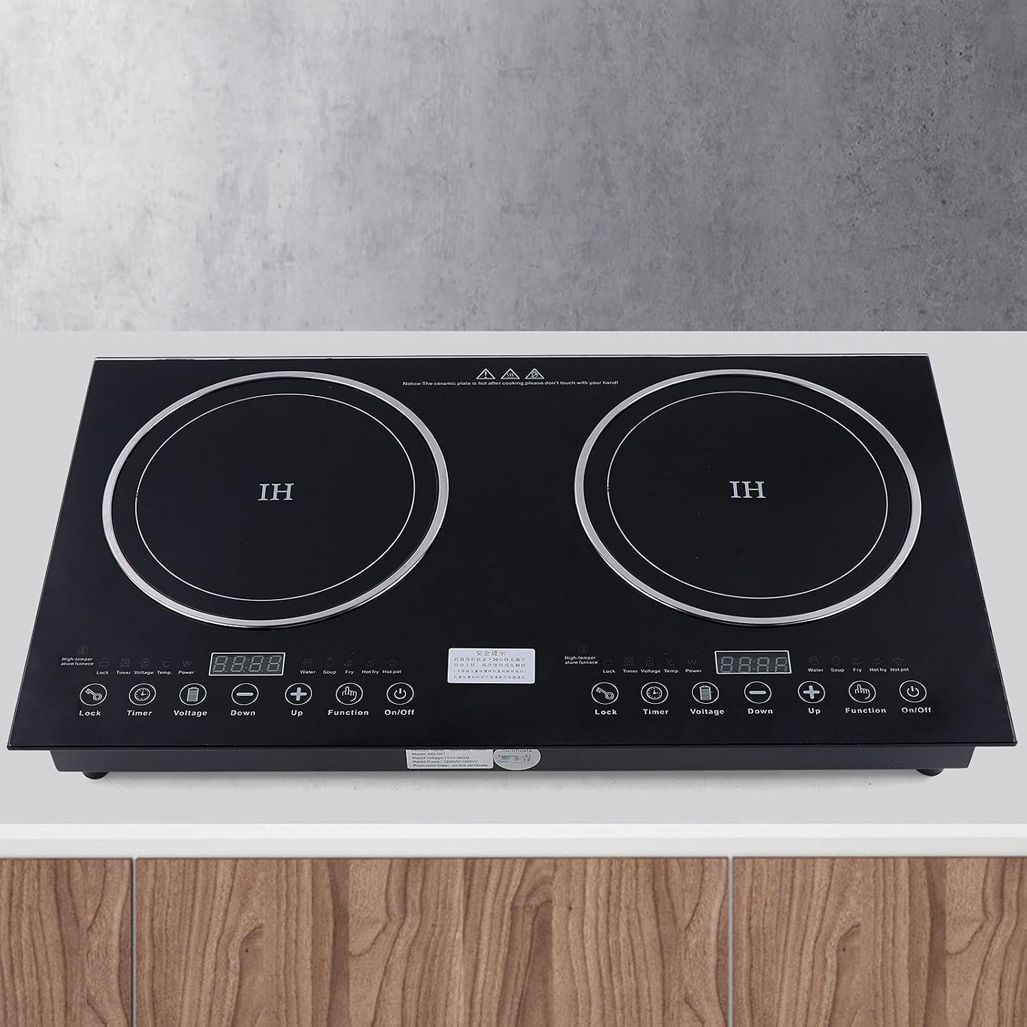 2400W Portable Double Induction Cooktop Countertop Burner,Smart Touch LCD Display Electric Double Heade Countertop Electric Hot Plate (1200W+1400W)