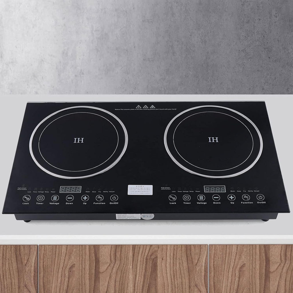 Double Induction Cooktop, 1200W+1400W Electric Cooktop with 2 Burner&Timer, Portable Countertop Burner with LED Sensor Touch Screen