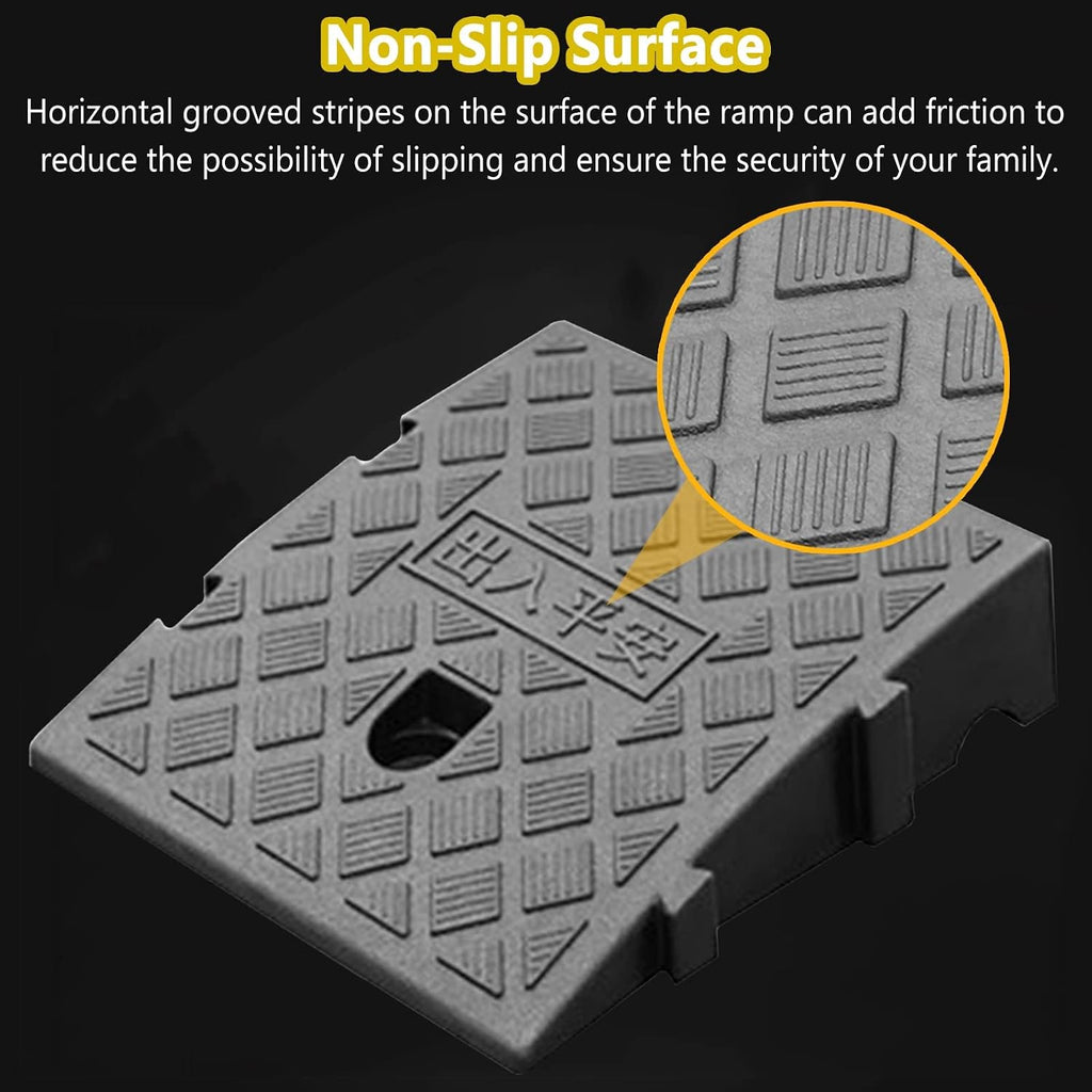 Portable Doorway Ramp Threshold Ramp Plastic 6/7 in Rise, Outdoor Front Door Entry Ramps for Elderly Toddlers Pets, Sturdy Wheelchair Ramp Curb Slope, Load 2 Ton(Color:Yellow,Size:25x45x19(9.8x17.7x7.