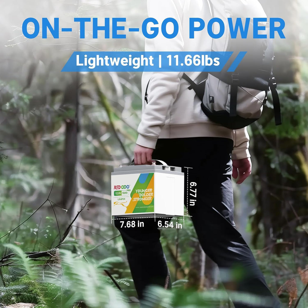 Redodo 12.8V 50Ah Lithium Portable LiFePO4 Battery, Ideal Replacement for 12V 100Ah AGM SLA Battery, Built-in BMS, 4000-8000 Cycles & 10-Year lifetime, Perfect for RV, Camper, Security Devices, etc.