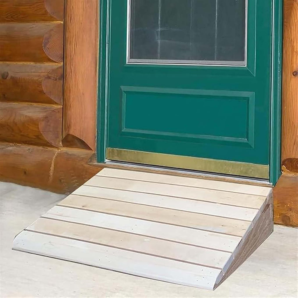 Portable Wheelchair Ramps 27.5x12x3in, Steps Kerb Ramps, Wood Threshold Ramp, with Non-Slip Grooves, for Porch Entrance, Doorways, Disabled Door Access, Raised Landings