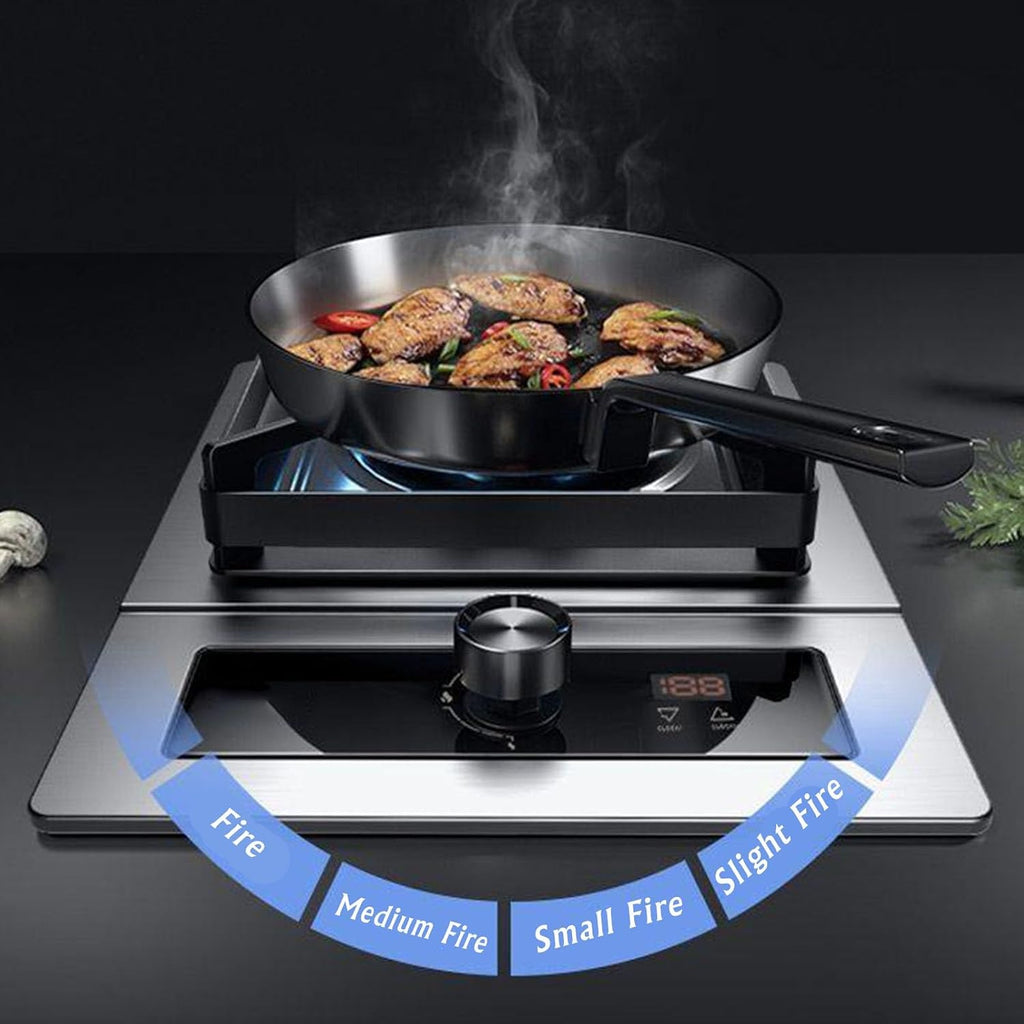 Portable Gas Stove,1 Burner Propane Stove,Max 17060BTU Tempered Glass with Pulse Electronic Ignition Suitable for Kitchen and Apartment (Color : Silver, Size : LPG)