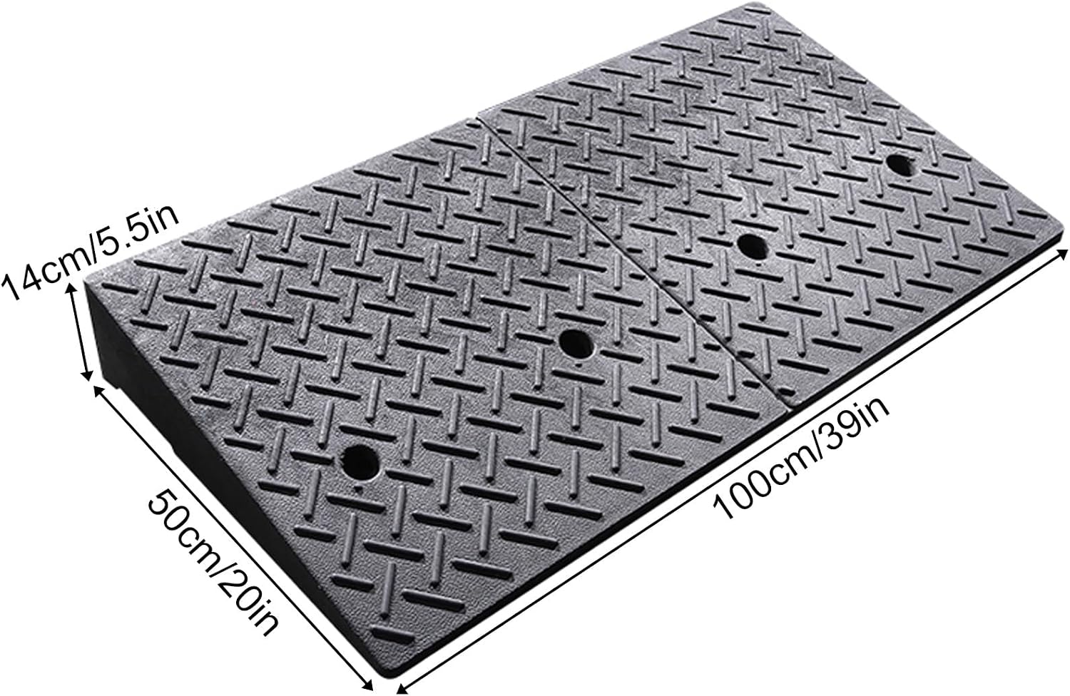 Rubber and Plastic Curb Ramp, Multiple, Threshold Ramp, Strong Load-Bearing, Suitable for Entryway, Bike, Pets, Sidewalk(100 * 50 * 14cm/39 * 20 * 5.5in)