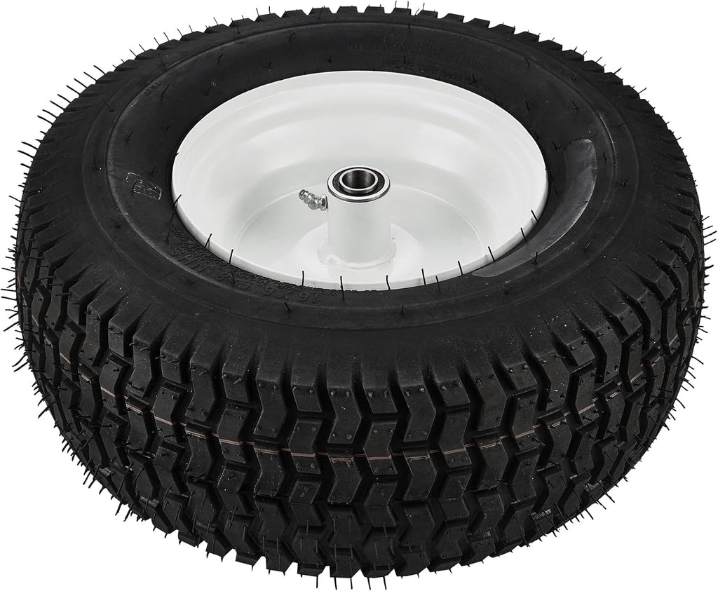 VEVOR Lawn Mower Tires, 16x6.5-8 in Tubeless Tractor Tires with Rim, 2 Pack Tire & Wheel, 3 in Offset Hub, Turf Pneumatic Tires, 3/4 in Bushing Size, 16 PCS Adapters for Riding Mower, Lawn Tractor