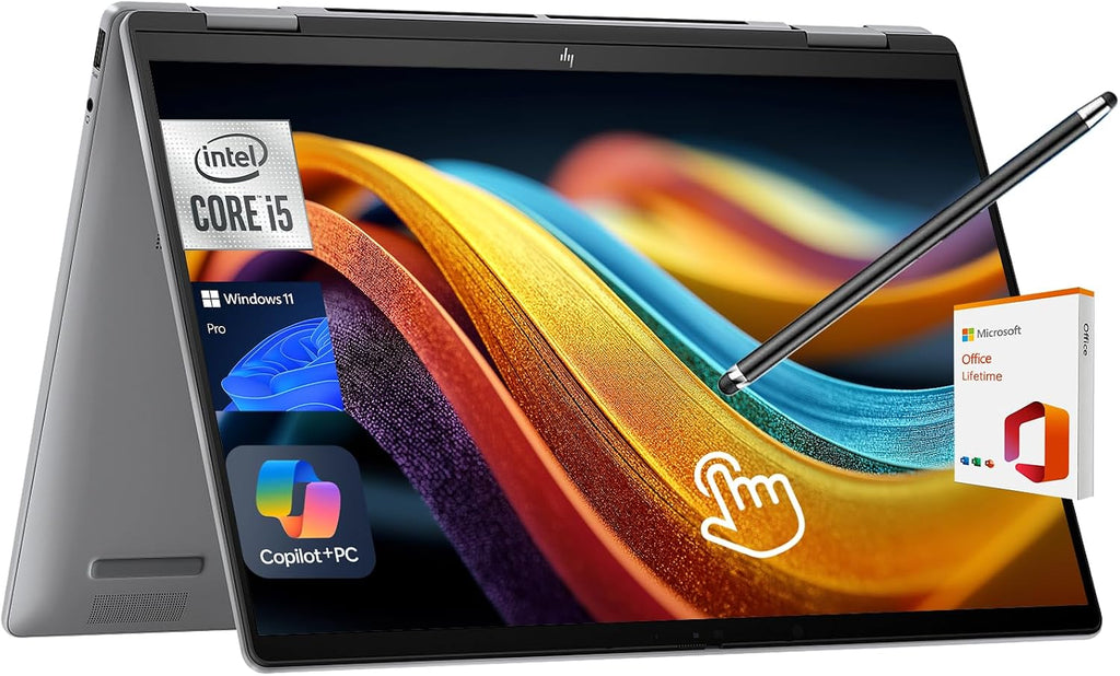 HP Envy x360 2-in-1 Touchscreen Laptop, 14' FHD, 10-Core Intel Core 5 120U (Beats i7-1255U), 8GB RAM, 512GB SSD, FP Reader, Backlit, WiFi 6E, Stylus Pen, Microsoft Office Lifetime Suite, Win 11 Pro