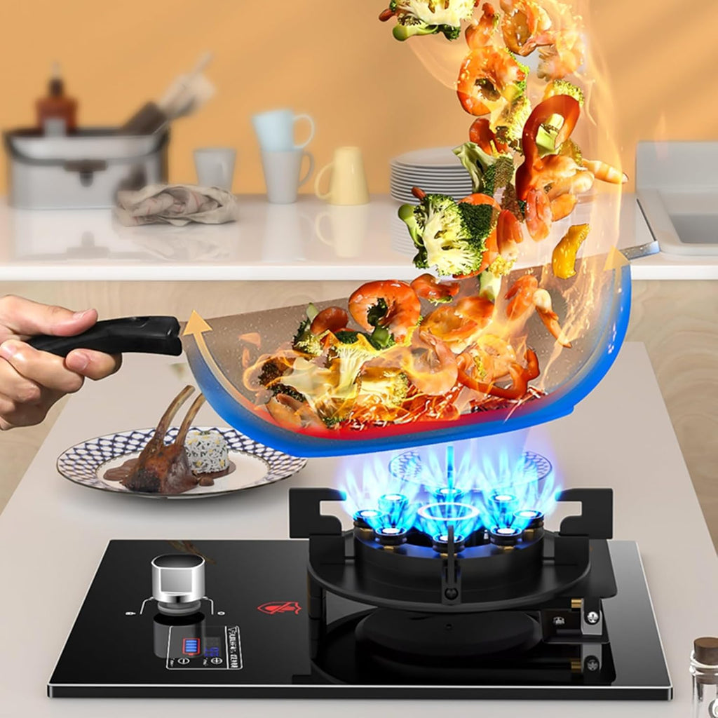 Gas Cooker,5.2kW Dual-Use Cooker,Single-Burner Gas Stove with Timer,Suitable for Family Restaurants Food Stalls(NG)
