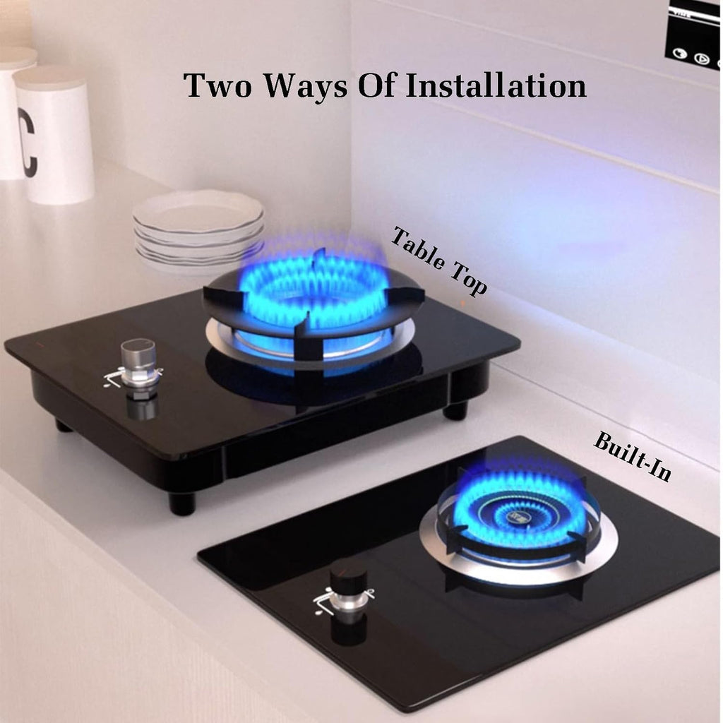 Gas Stove 1 Burner,4.2KW Gas Stove,Gas/LPG Gas Conversion Stove,Tempered Glass Cast Iron Pot Rack,with Flameout Protection,for Home Kitchen(LPG)