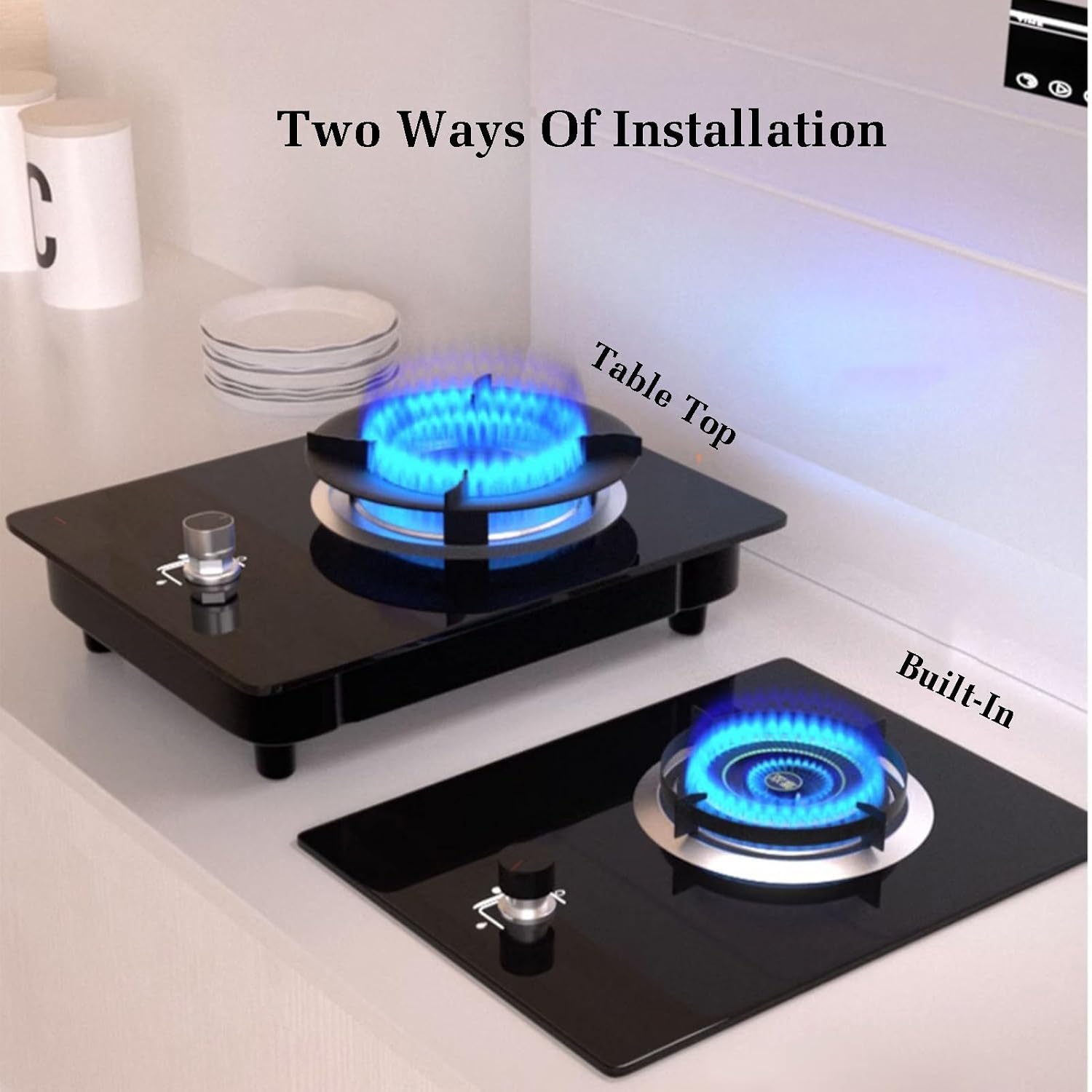 Gas Stove 1 Burner,4.2KW Gas Stove,Gas/LPG Gas Conversion Stove,Tempered Glass Cast Iron Pot Rack,with Flameout Protection,for Home Kitchen(LPG)