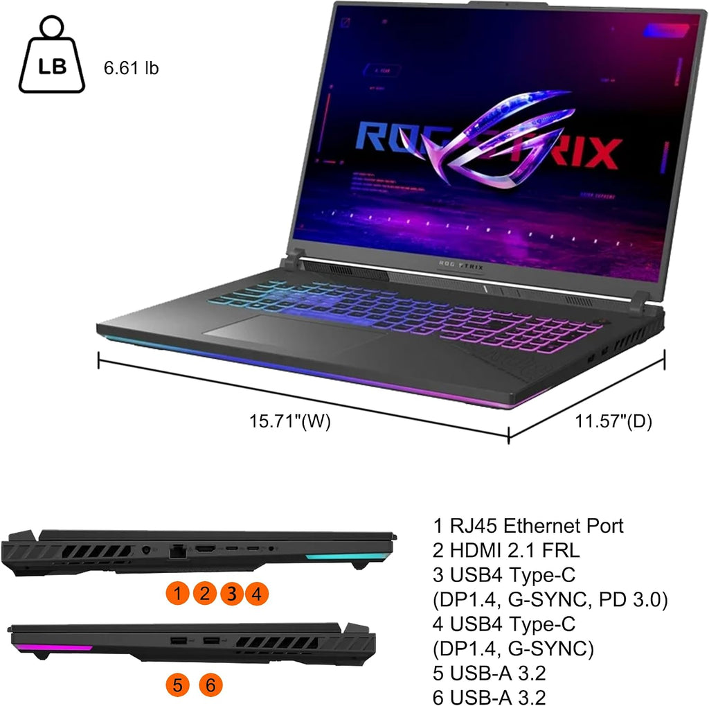 ASUS ROG Strix G18 G814 Gaming Laptop 18' 2.5k (2560x1600) 240Hz (100% DCI-P3, 3ms) AMD 16-core Ryzen 9 9955HX (>i9-14900HX) 64GB DDR5 1TB SSD GeForce RTX 5070 RGB Backlit WiFi6E Win11 ICP Hub