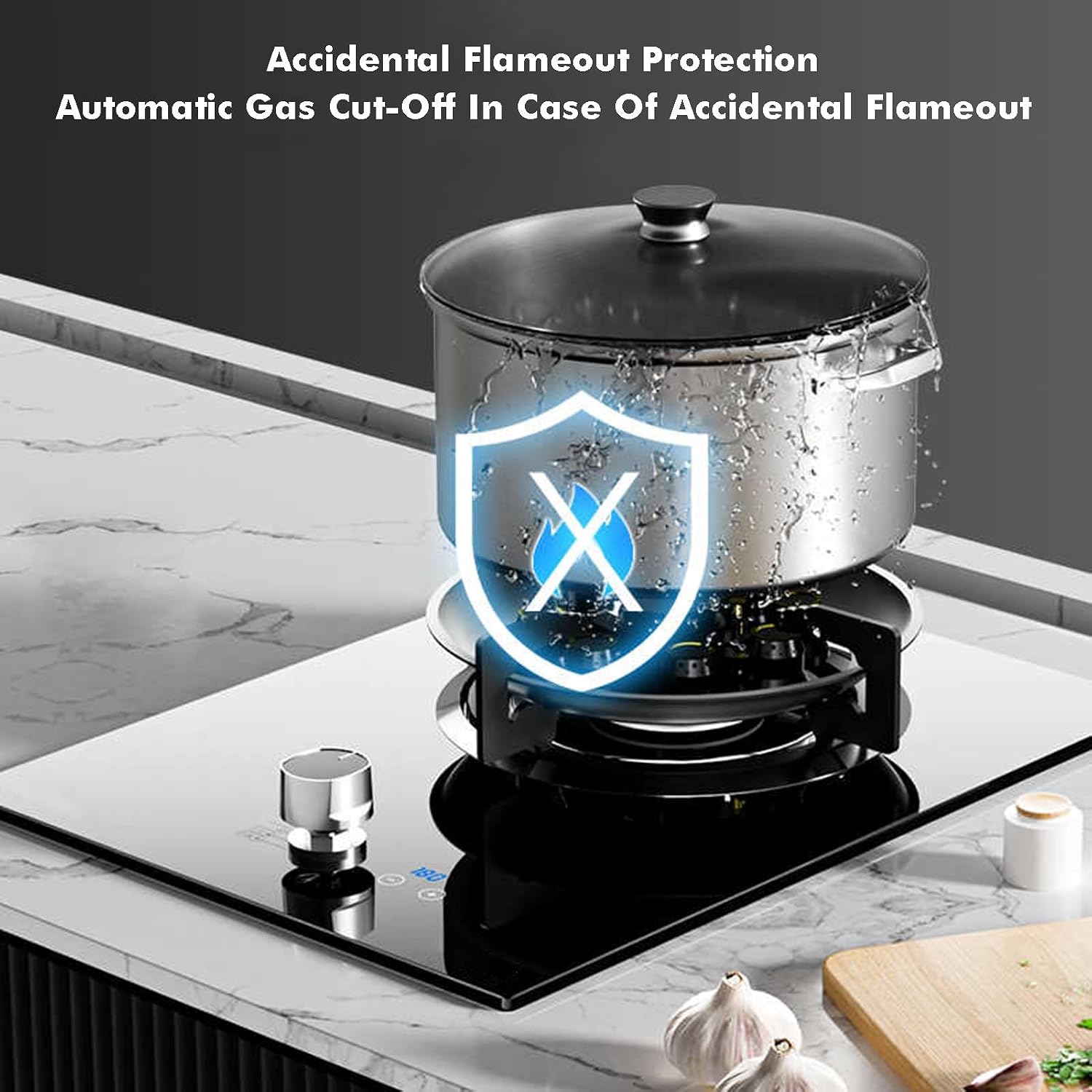 Single Burner Gas Stove,5.2kW Nine-Cavity High Fire,Tempered Glass with Timer and Flameout Safety for Home Kitchen(LPG)