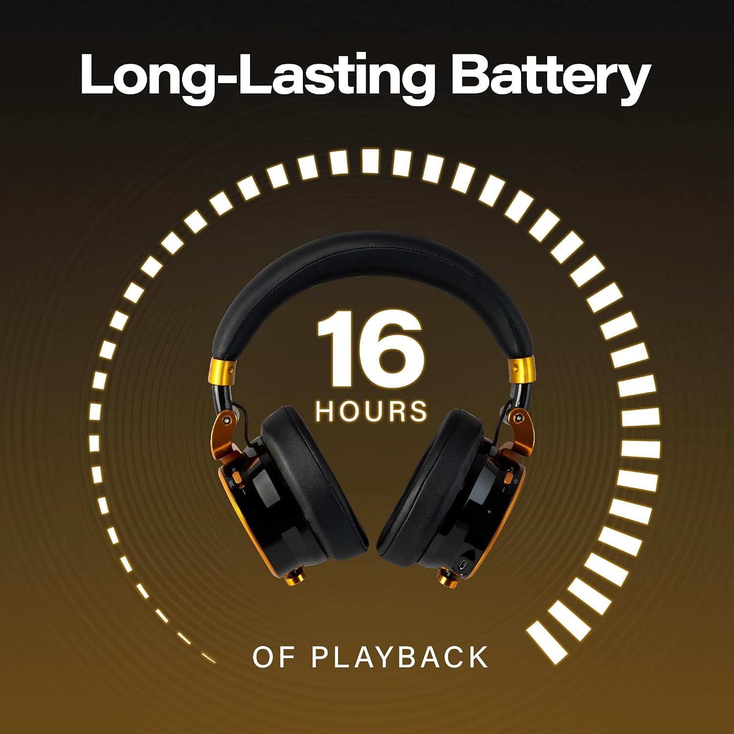 Meters OV-1-B-C Over-Ear Wireless Headphones with Active Noise Cancellation - Studio-Quality Sound with 16-Hour Playback & VU Display - Bluetooth 5.0, App-Controlled, 40mm Drivers (Jamaica)