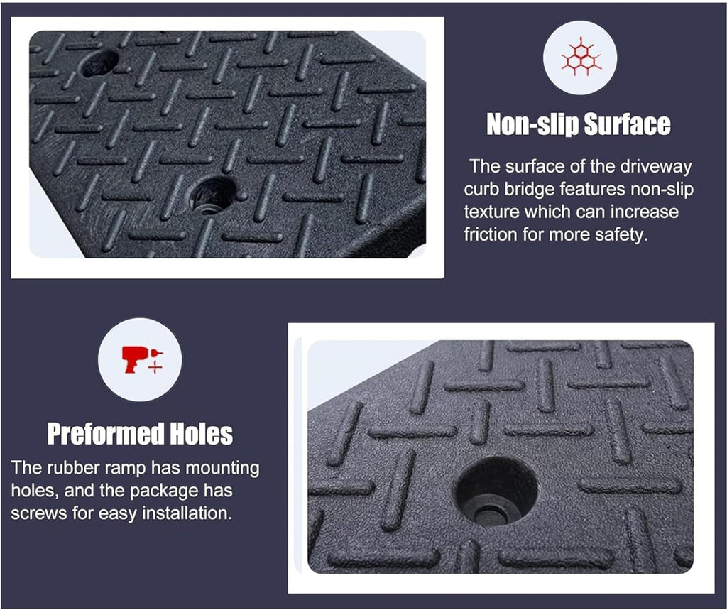 Threshold ramp, Durable Solid Rubber Rubber Threshold ramp 4' Rise Threshold ramp Doorway 3 Channels Cord Cover Rubber Solid Threshold ramp for Wheelchair and Scooter Black（Size: 39.4in*9.8in*2.0in）