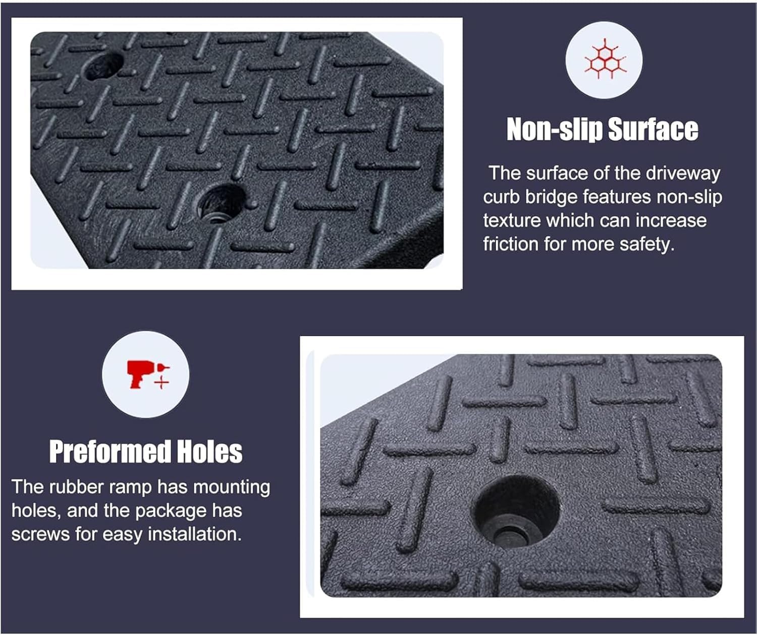 Threshold ramp, Durable Solid Rubber Rubber Threshold ramp 4' Rise Threshold ramp Doorway 3 Channels Cord Cover Rubber Solid Threshold ramp for Wheelchair and Scooter Black（Size: 39.4in*9.8in*2.0in）