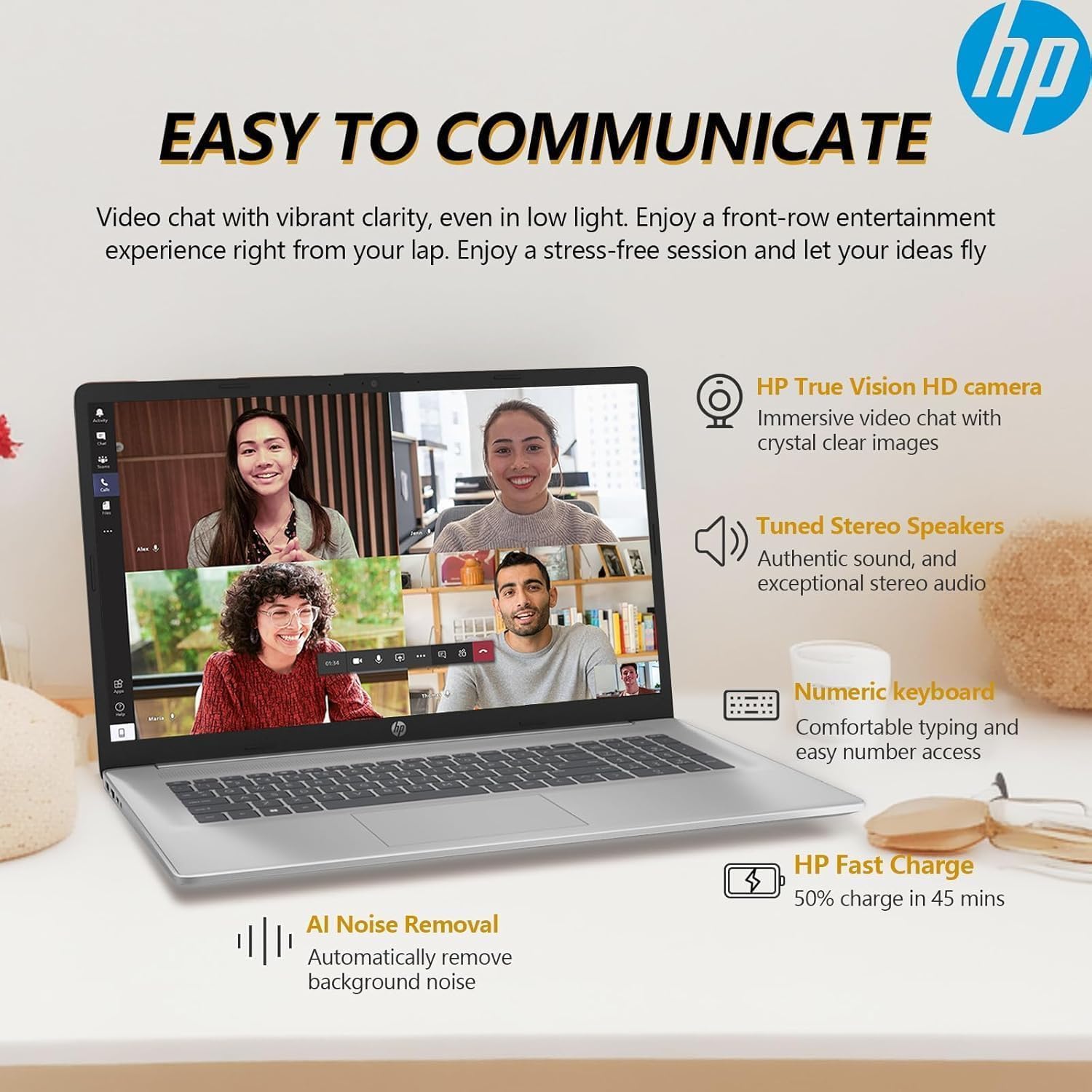 HP Customized 17.3' AI-Ready FHD Business Laptop | 6-Core AMD Ryzen 5 Processor | 16GB DDR4 RAM | 512GB PCIe SSD | Win 11 + Copilot | Wi-Fi 6 | HDMI | Camera with Privacy Shutter & AI Noise Reduction