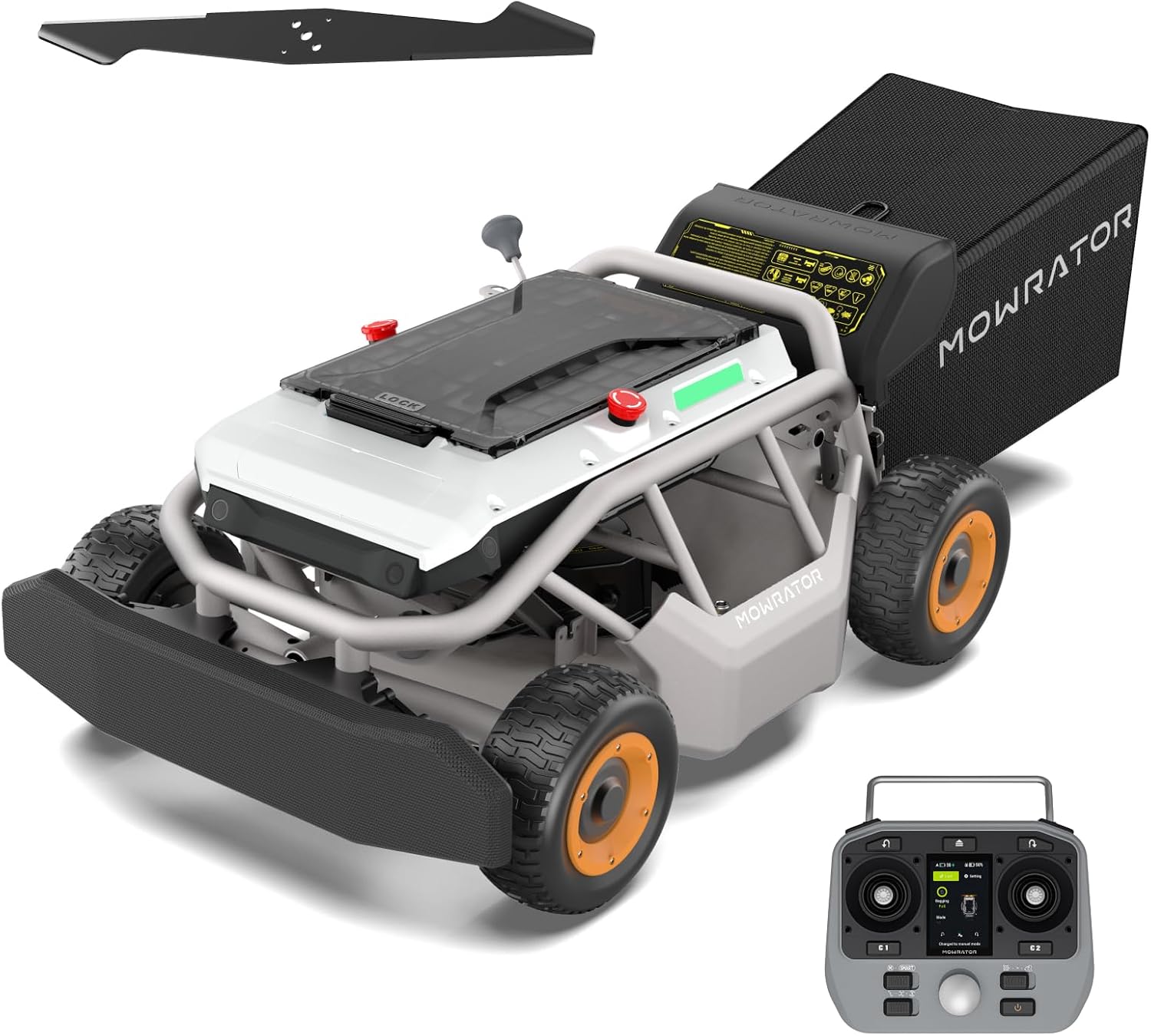 Mowrator S1 4WD 12Ah Remote Control Lawn Mower, All-Season Yard Care, 75% (37°) Slope Climbing, 21' Cutting Width, 1.5–4.3' Adjustable Cutting Height, Up to 0.75 Acres