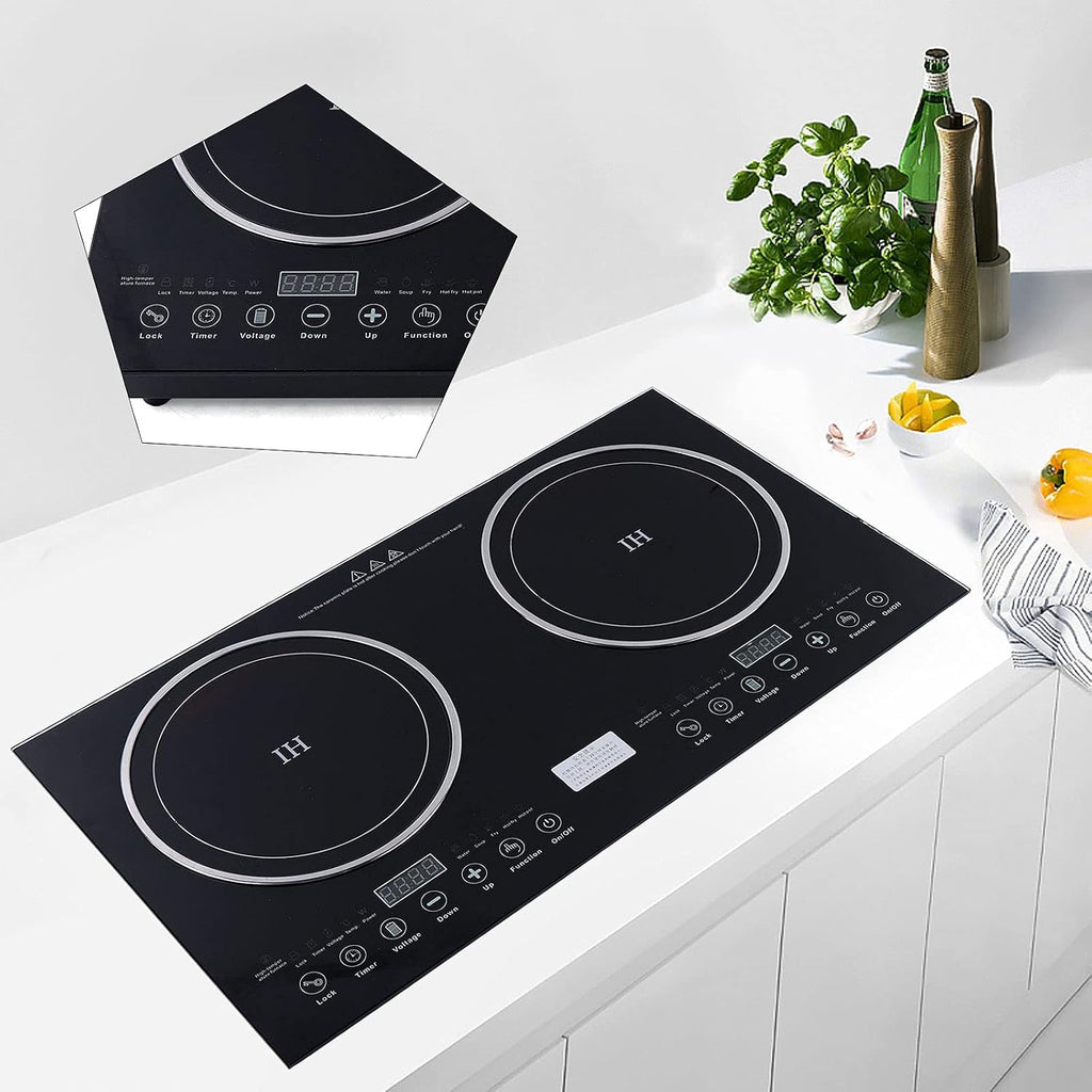 Electric Cooktop,Ceramic Cooktop,Touch-adjustable Control Built-in Radiant Stove,Portable Electric Induction Cooker with 2 Burners