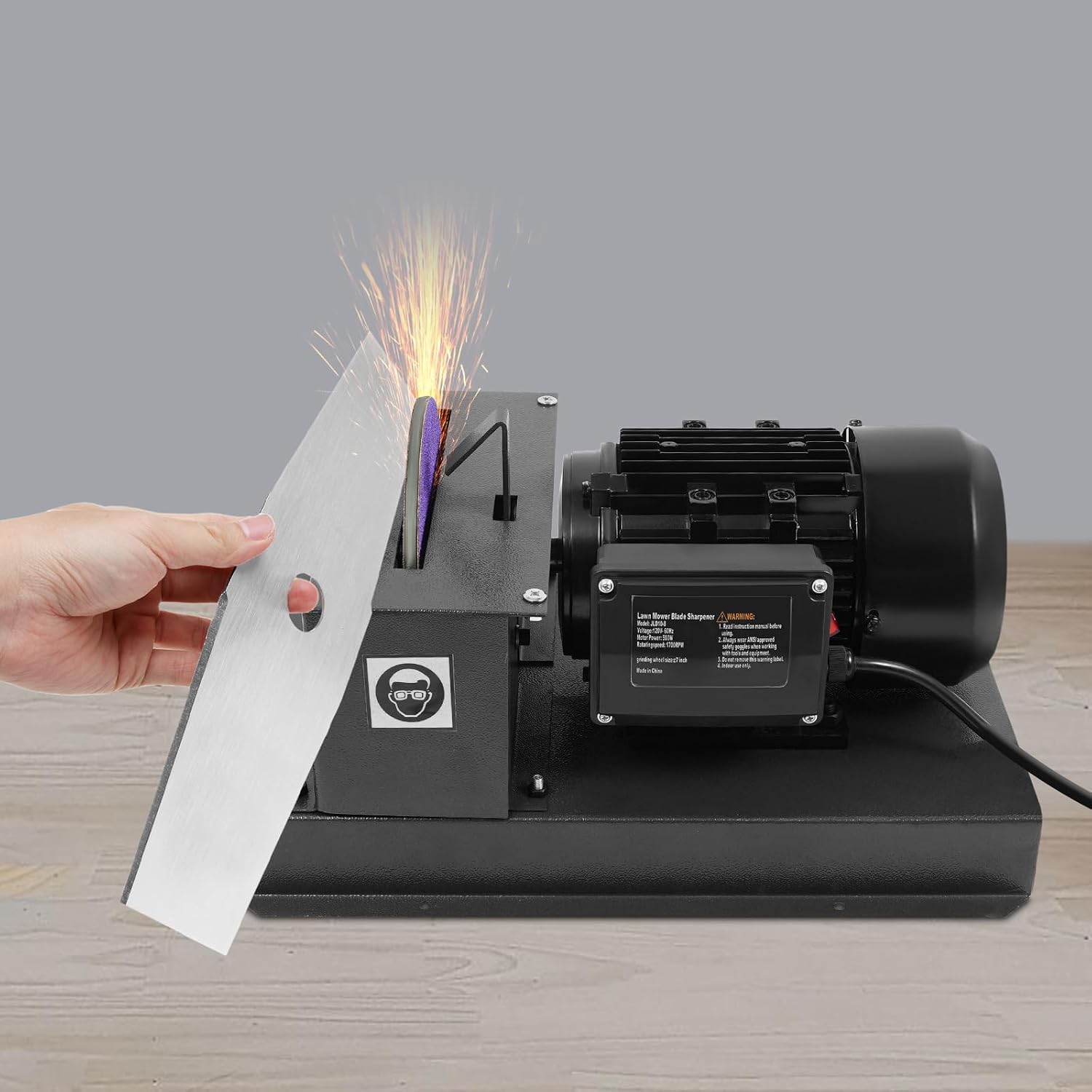 Lawn Mower Blade Sharpener Electric, Mower Blade Sharpener with Sandpapers, Heavy-Duty Sharpening Machine for Pruners Scissors Axes Machetes Hedge Shears Repairs Hones Maintains Edges (7in)