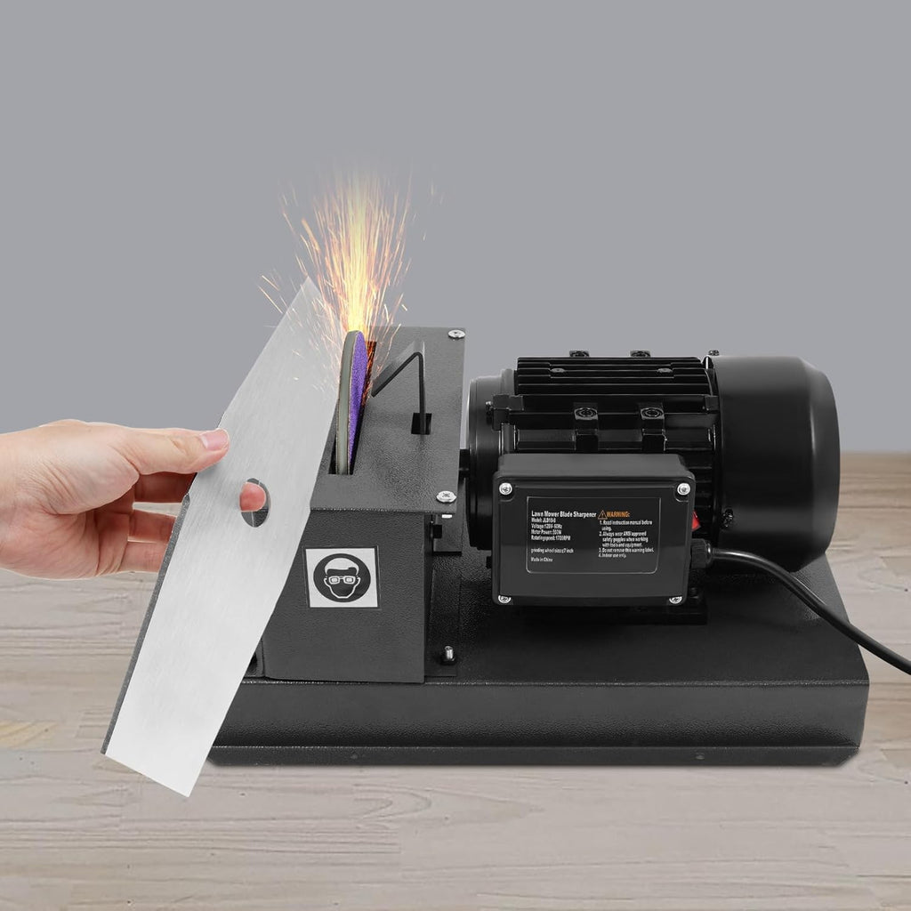 500W Electric Blade Sharpener, Compact and Easy to Use Electric Lawn Mower Blade Sharpener, 500W Motor, 7-Inch Grinding Wheel, Rust-Proof Design