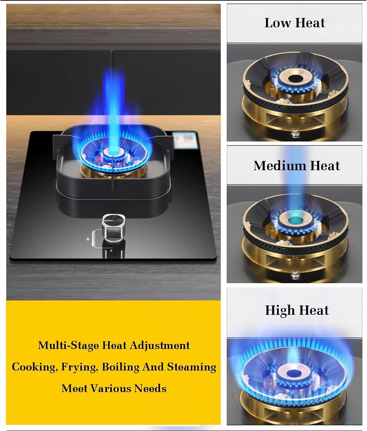 Gas Cooktop with 1 Burner,Kitchen Counter Top Stove,5.2KW Nine-Cavity High-fire,NG/LPG Gas Conversion Stove,with Flameout Protection(LPG)
