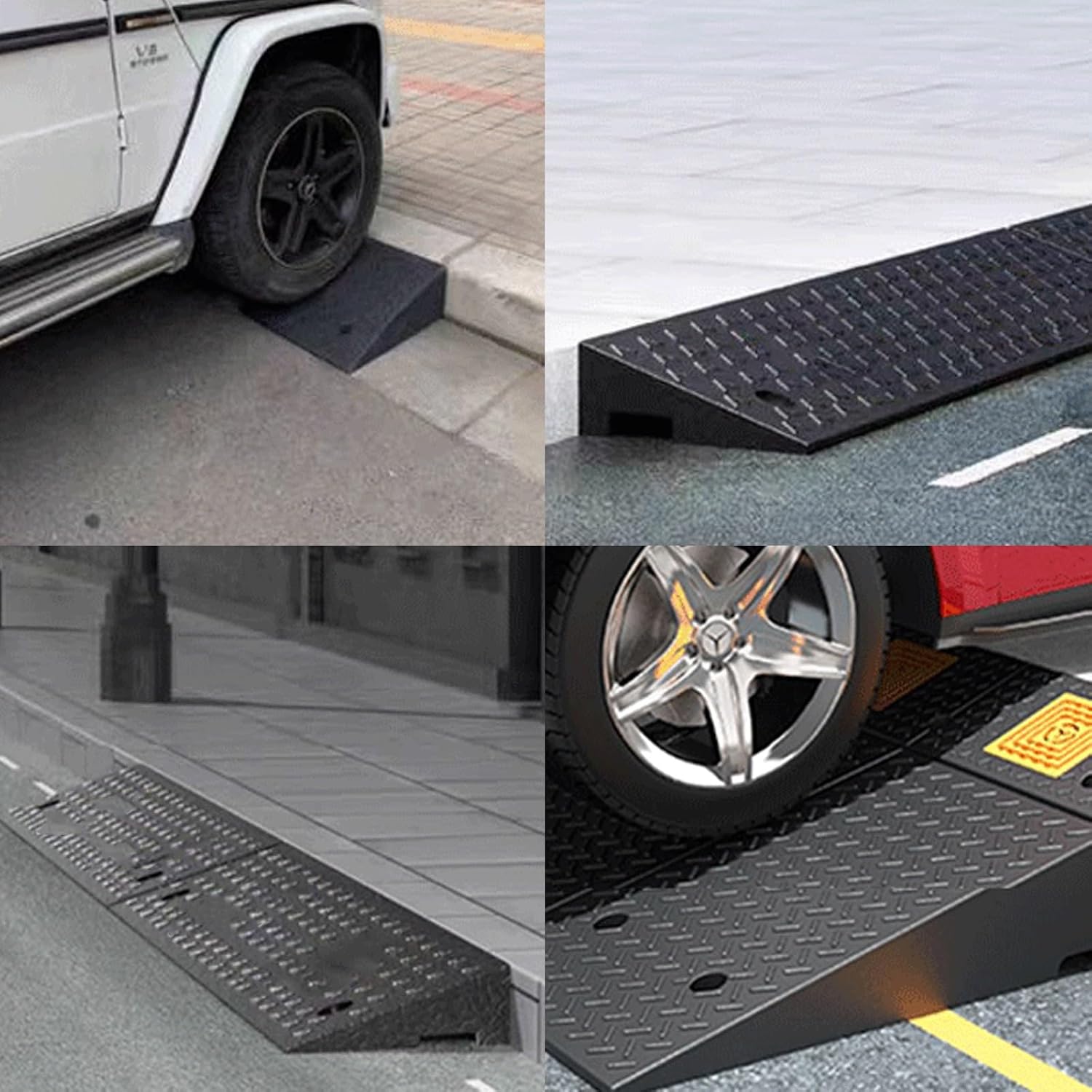 Rubber Curb Ramps for Driveway, Threshold Ramps for Doorways, 3t/6613lb, Non-Slip, for Wheelchairs, Cars, Sidewalks(11.8x3.5in)