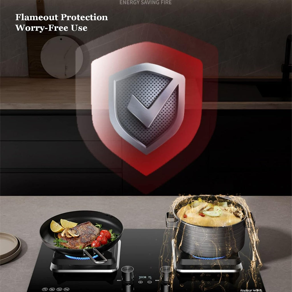 Propane Stove,2 Burners Portable Propane Stove,tempered Glass Gas Cooktop,Maximum 17742.4BTU for Food Trucks and Family Restaurants (Color : LPG, Size : Style 1)