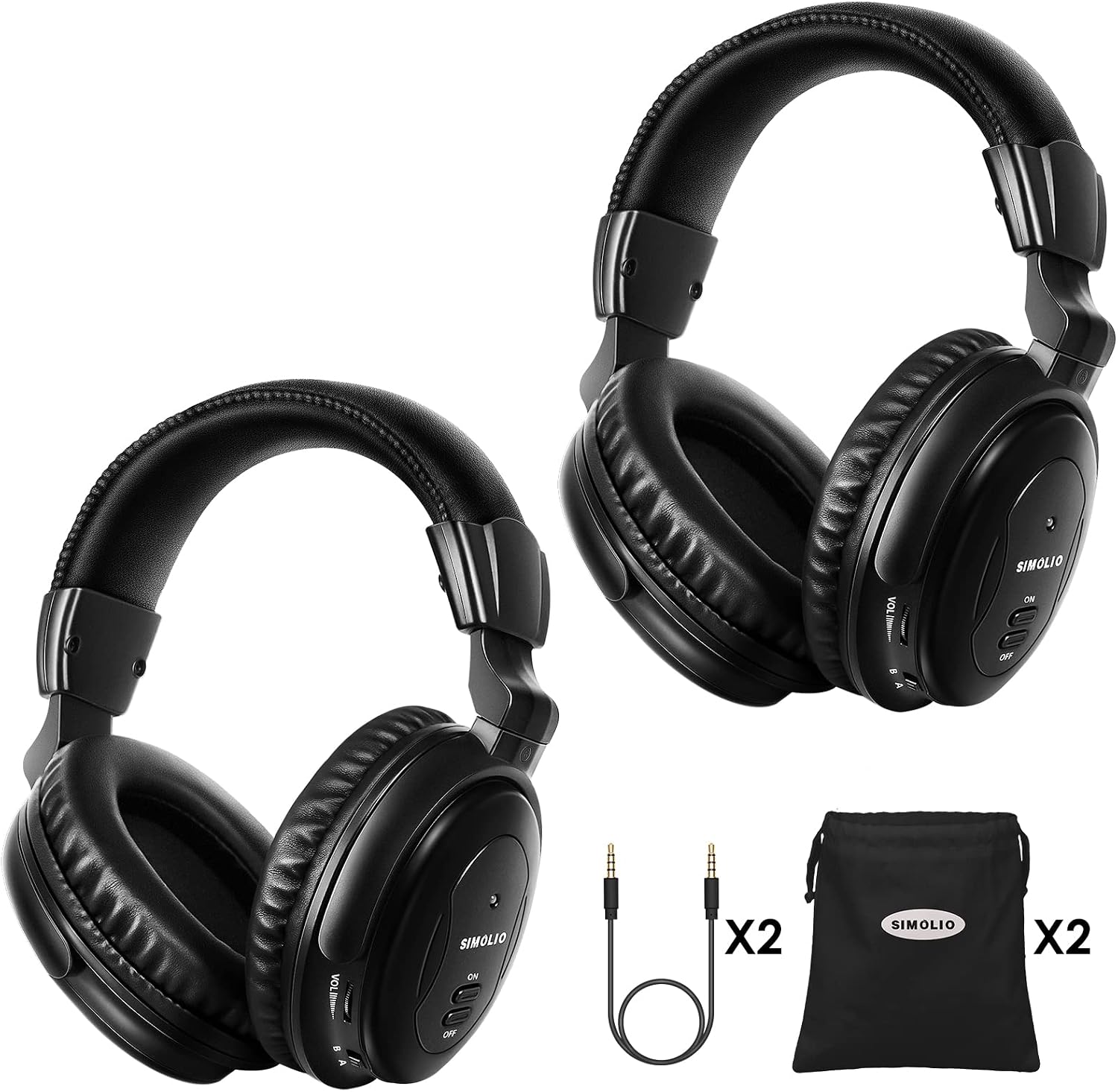 SIMOLIO Wireless IR Headphones for Car DVD and Bluetooth Headphones for Kids, Infrared Headphones Compatible with Honda Odyssey & uConnect VES & Dodge Grand Caravan & Chevy Suburban 2006-2022