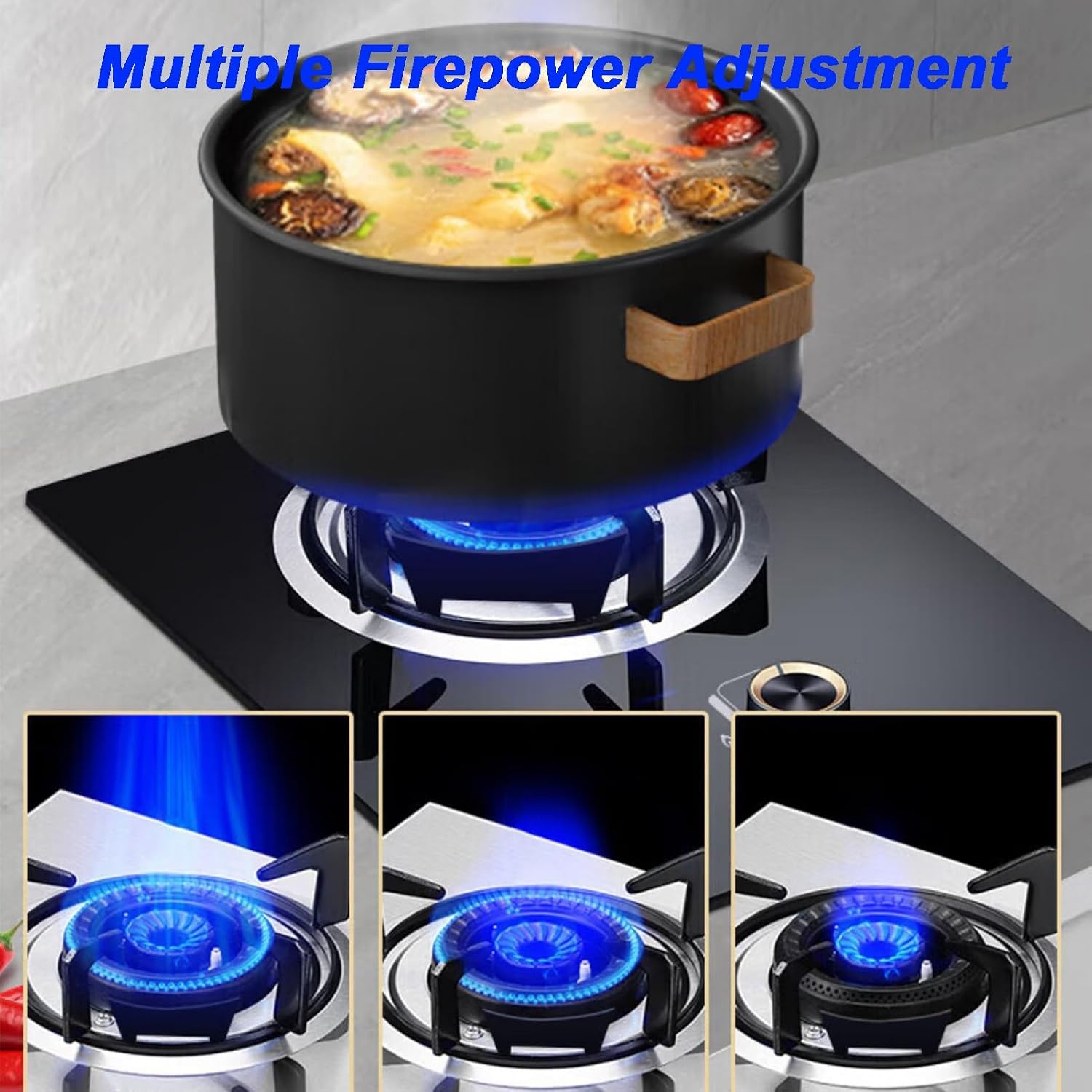 Gas Stove Single Burner,5.2KW Tempered Glass Stove,NG/LPG Conversion Stove,Desktop Embedded Dual-purposewith Flameout Protection(NG)