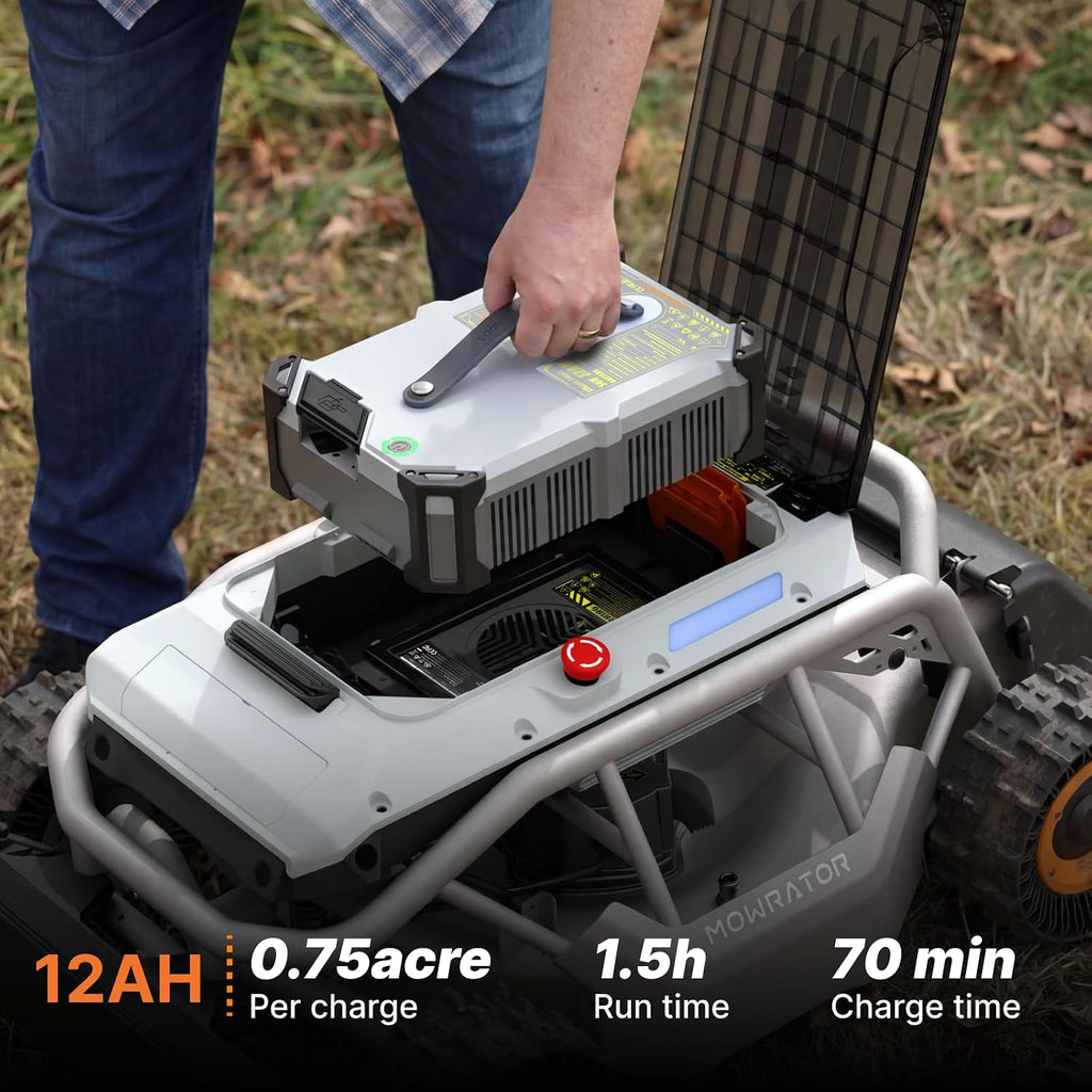 Mowrator S1 4WD 12Ah Remote Control Lawn Mower, All-Season Yard Care, 75% (37°) Slope Climbing, 21' Cutting Width, 1.5–4.3' Adjustable Cutting Height, Up to 0.75 Acres