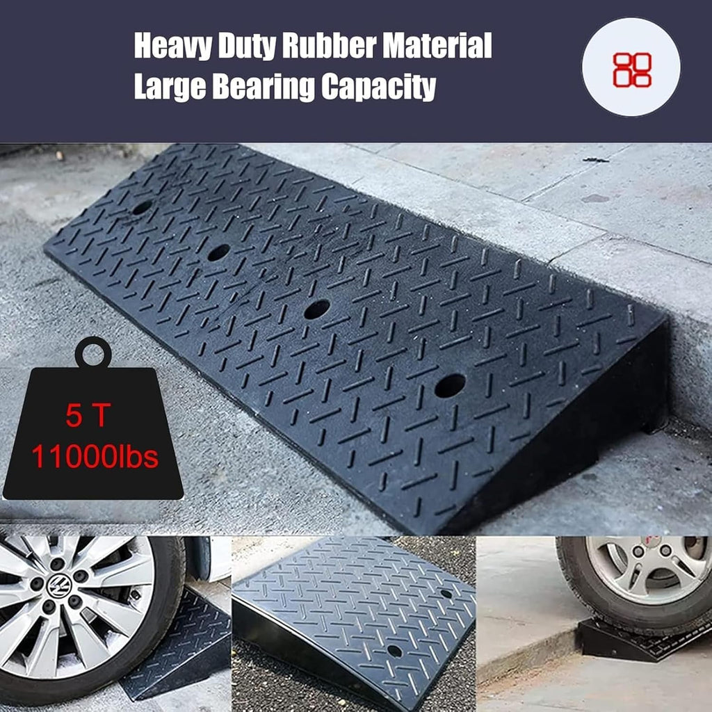 Threshold ramp, Durable Solid Rubber Rubber Threshold ramp 4' Rise Threshold ramp Doorway 3 Channels Cord Cover Rubber Solid Threshold ramp for Wheelchair and Scooter Black（Size: 39.4in*9.8in*2.0in）
