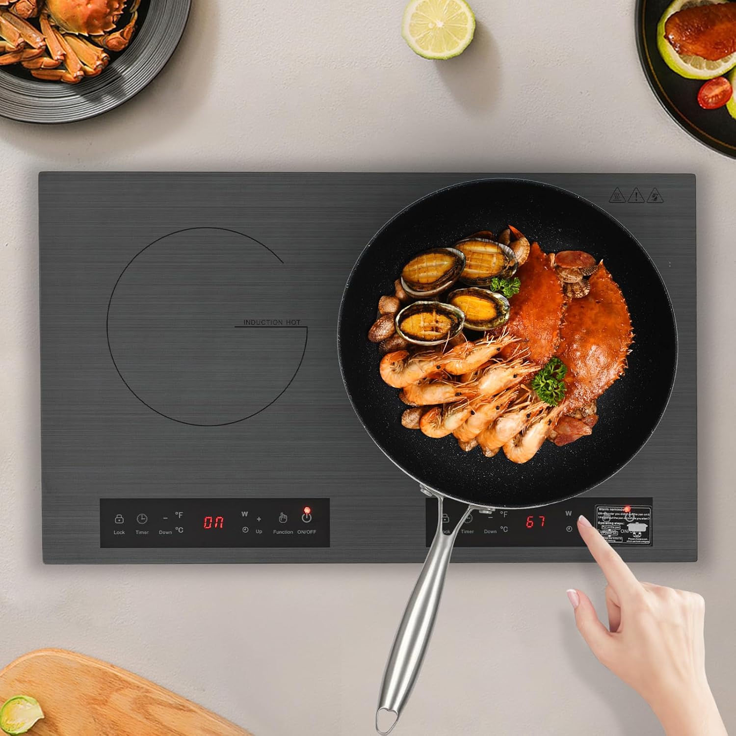 DYRABREST 4000W Dual-Zone Induction Cooktop Portable Induction Cooke Compact Electric Stove with Sensor Touch & 3H Timer for RV, Camping, Dorms, and Small Kitchens