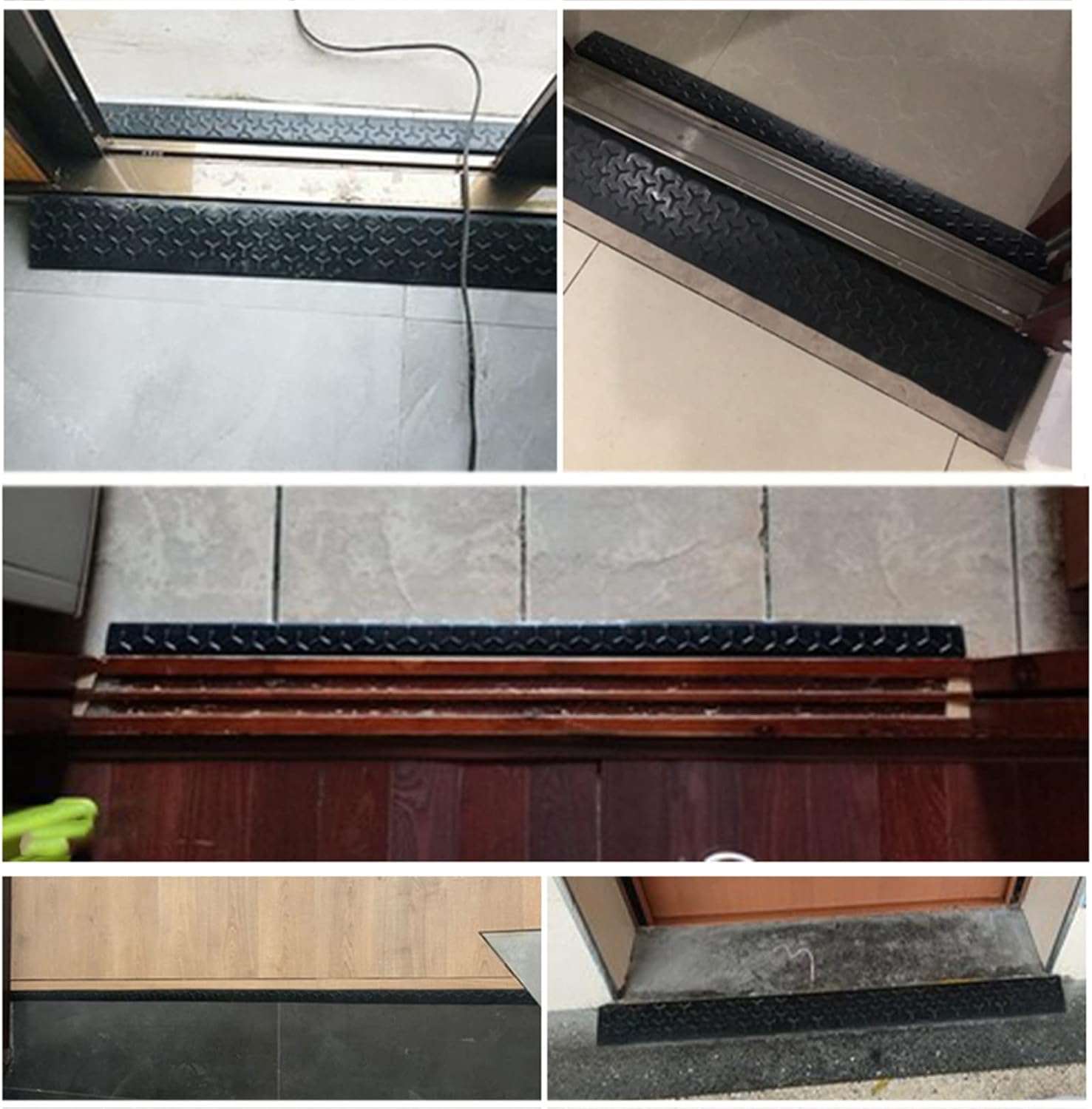 Rubber Threshold Ramp for Wheelchairs 5 CM Rise Indoor Outdoor Entry Slope Home Garden Yard Sliding Glass Doors Steps 100x9x3.5cm