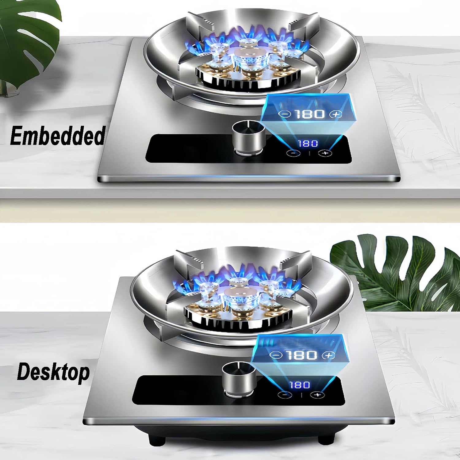 Gas Cooker,7.2kW Stainless Steel Gas Stove,Single-Burner Built-in Tabletop,for Families Restaurants Food Stalls(NG)