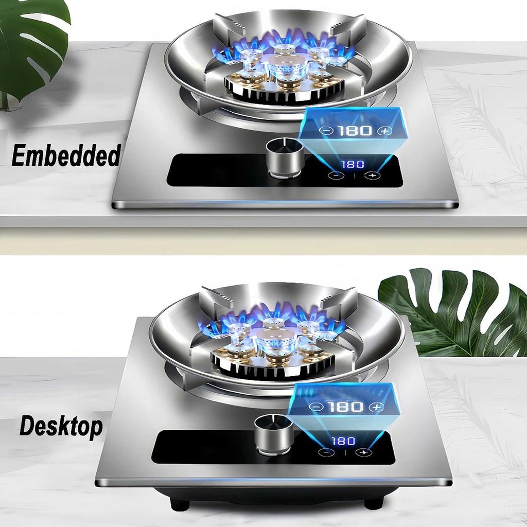 Gas Cooker,7.2kW Stainless Steel Gas Stove,Single-Burner Built-in Tabletop,for Families Restaurants Food Stalls(LPG)