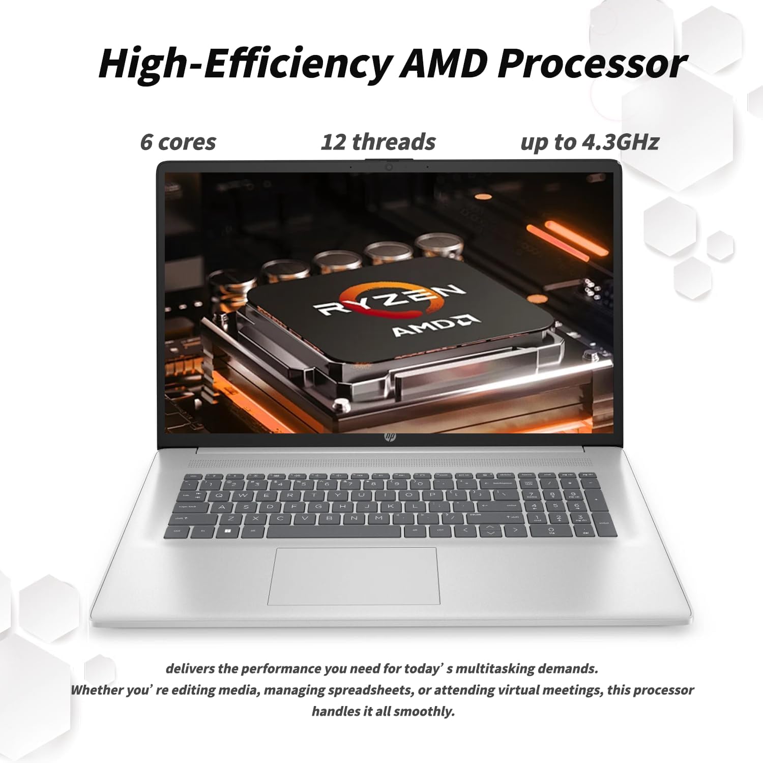 HP 17.3inch Business Laptop Computer - AMD Ryzen 5 7430U 6-Core (4.3GHz), FHD IPS Anti-Glare, AMD Radeon Graphics, Wi-Fi6, Copilot AI, Win 11 Pro, w/Accessories(32GB RAM | 1 TB SSD)