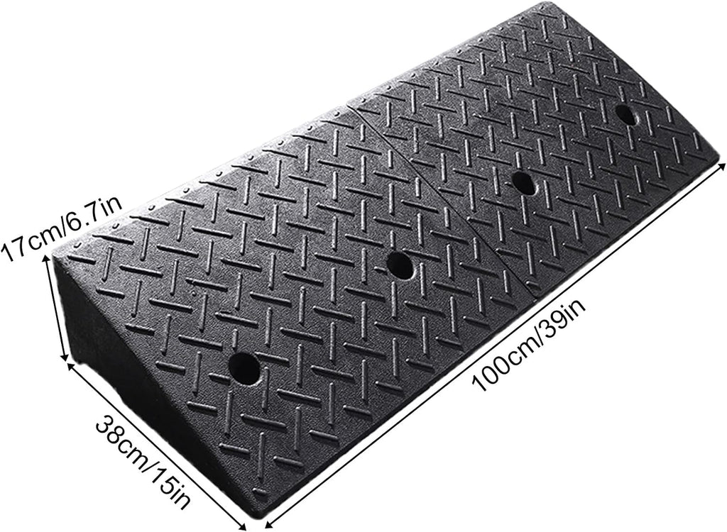 Rubber and Plastic Curb Ramp, Multiple, Threshold Ramp, Strong Load-Bearing, Suitable for Entryway, Bike, Pets, Sidewalk(100 * 38 * 17cm/39 * 15 * 6.7in)