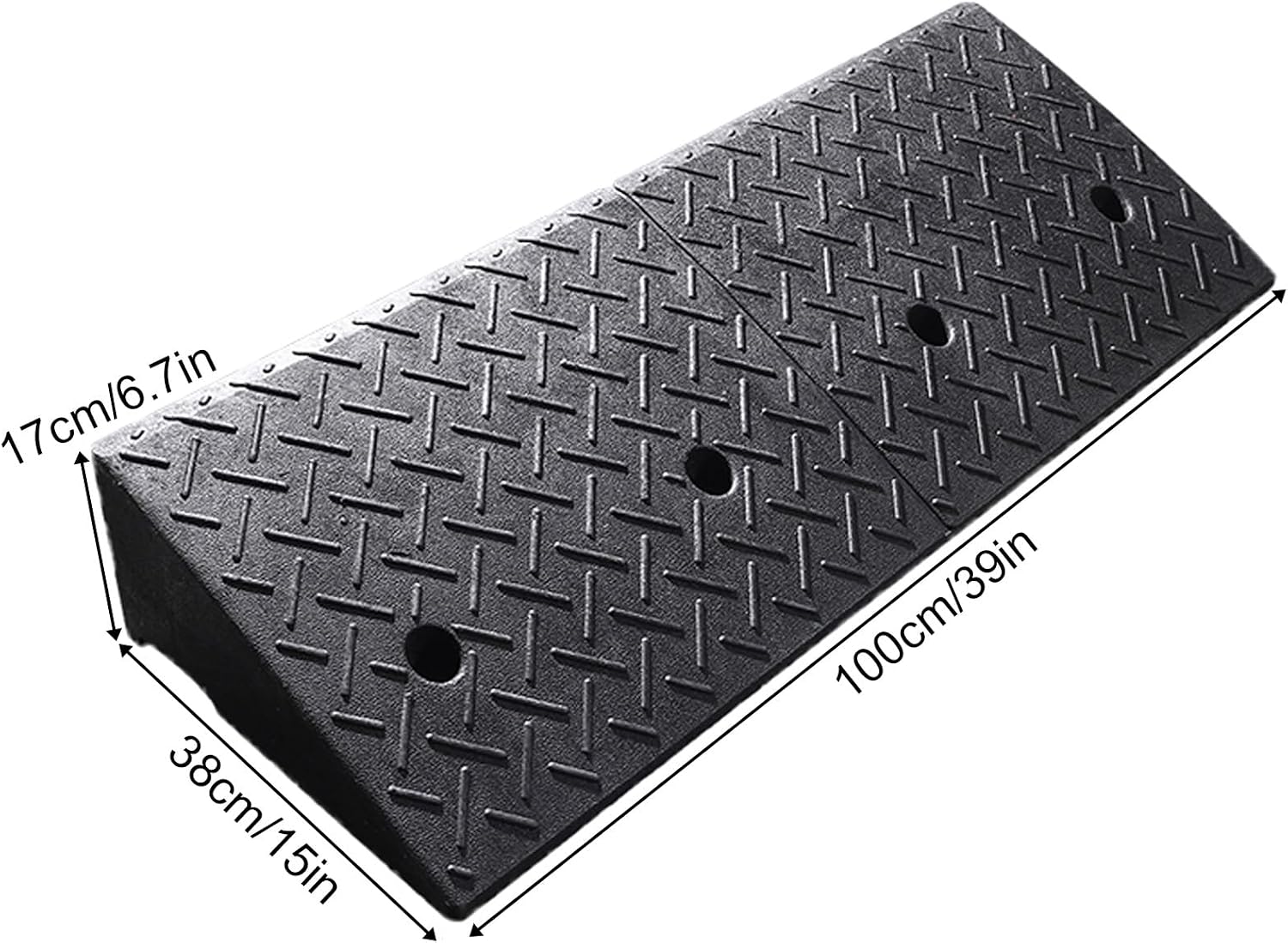Rubber and Plastic Curb Ramp, Multiple, Threshold Ramp, Strong Load-Bearing, Suitable for Entryway, Bike, Pets, Sidewalk(100 * 38 * 17cm/39 * 15 * 6.7in)